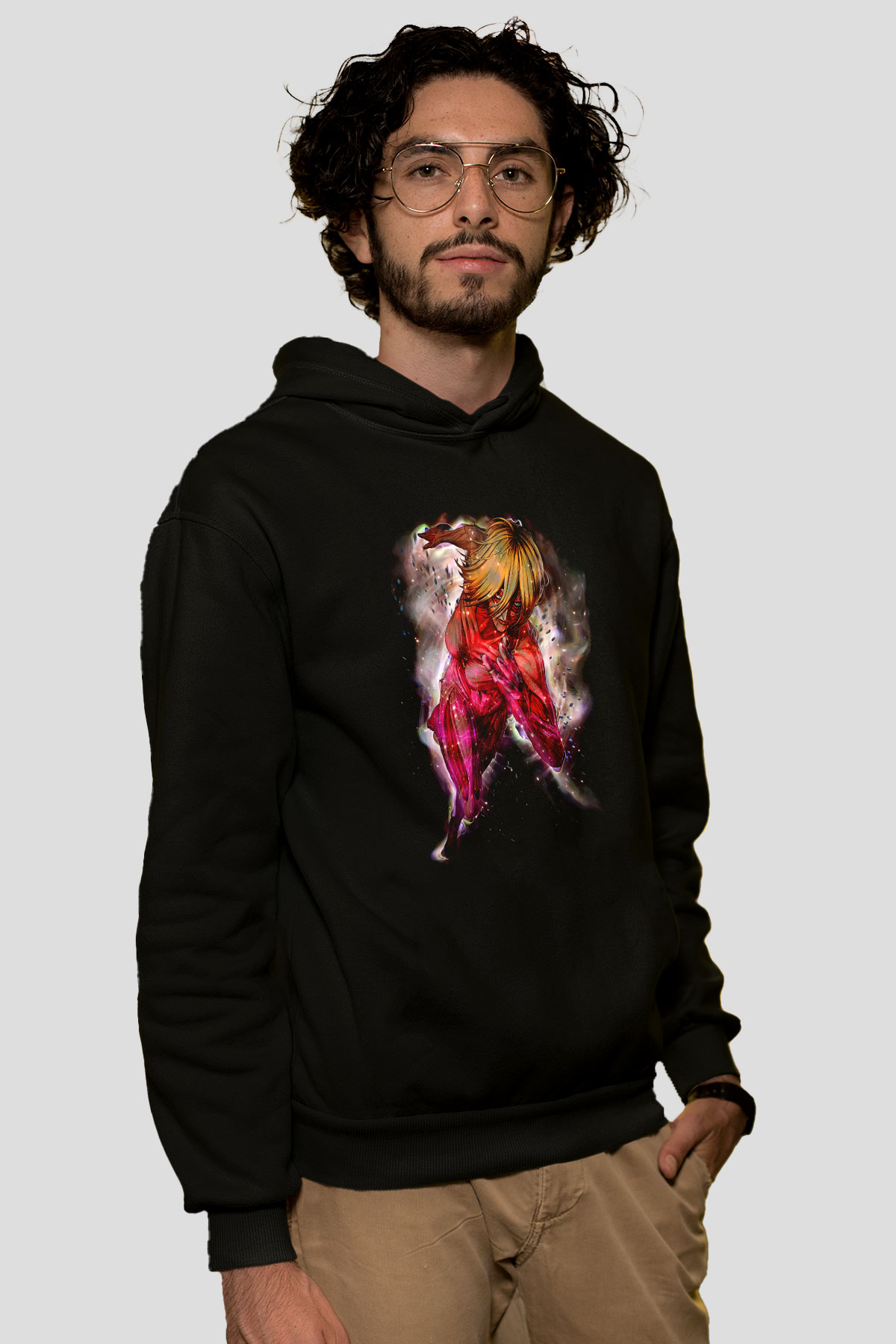 Attack On Titan Baskılı Unisex Siyah Hoodie