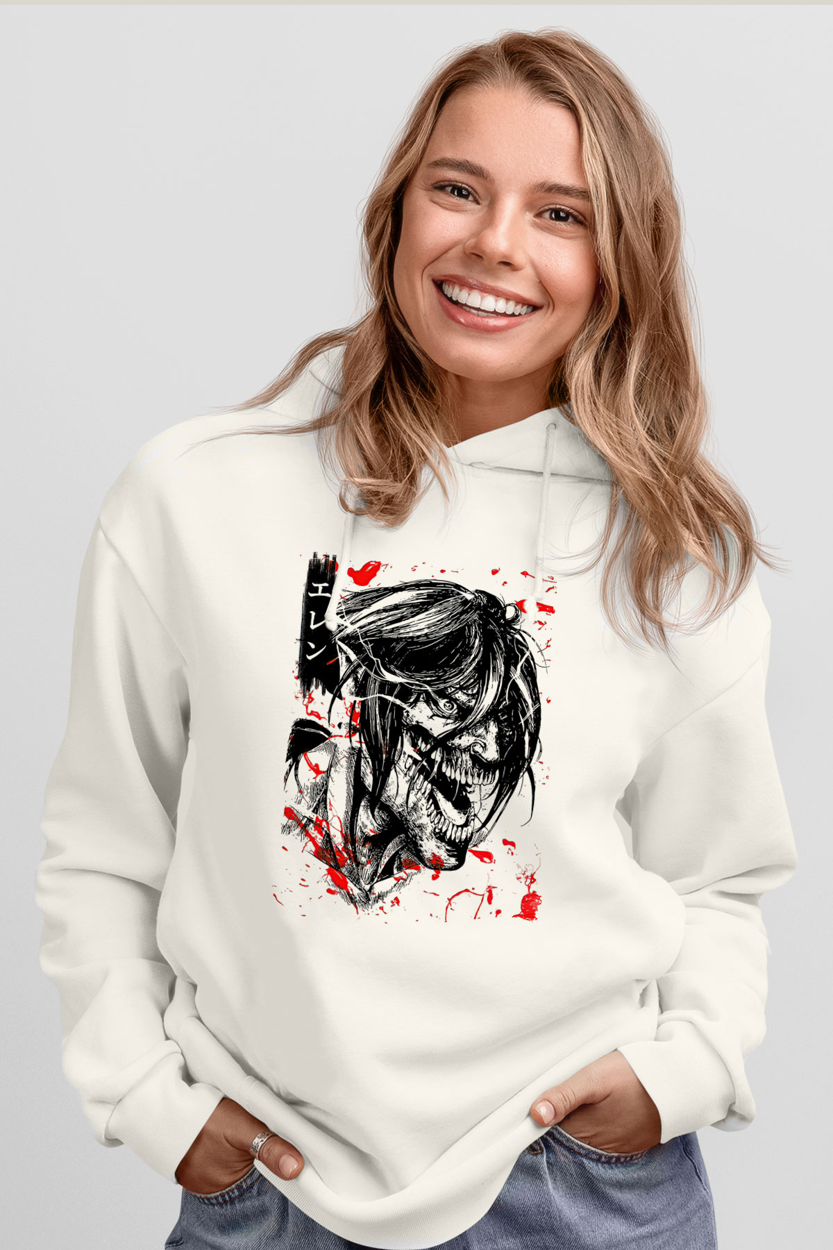 Attack On Titan Baskılı Unisex Siyah Hoodie