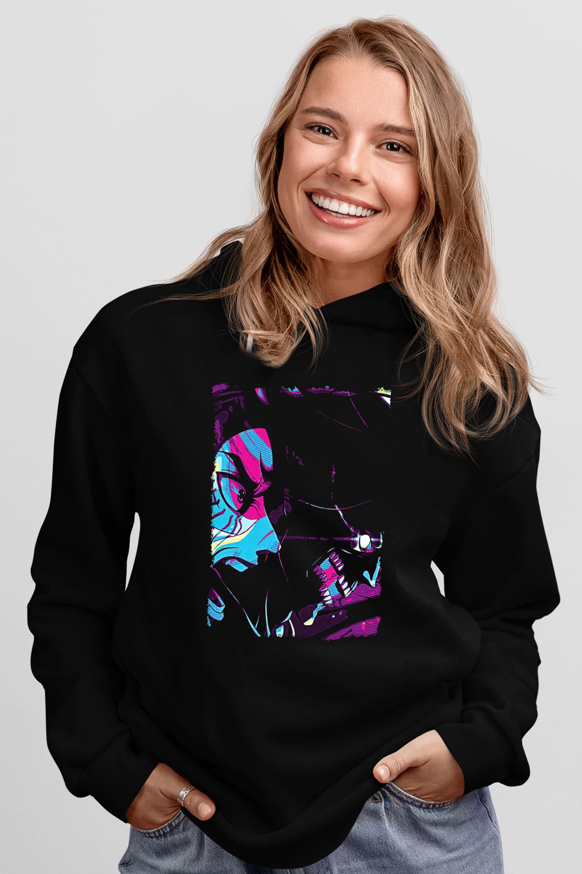 Attack On Titan Baskılı Unisex Siyah Hoodie
