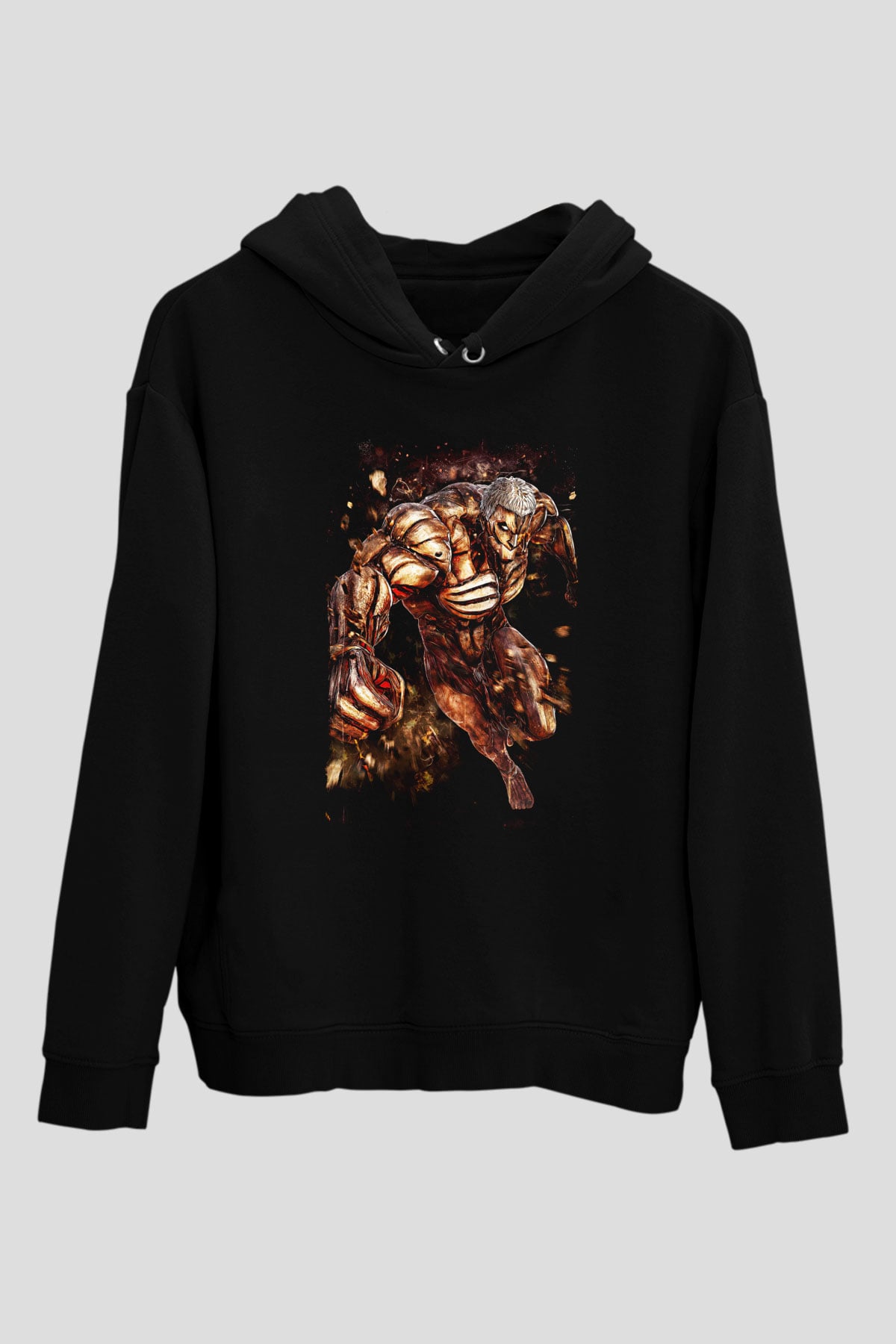 Attack On Titan Baskılı Unisex Siyah Hoodie