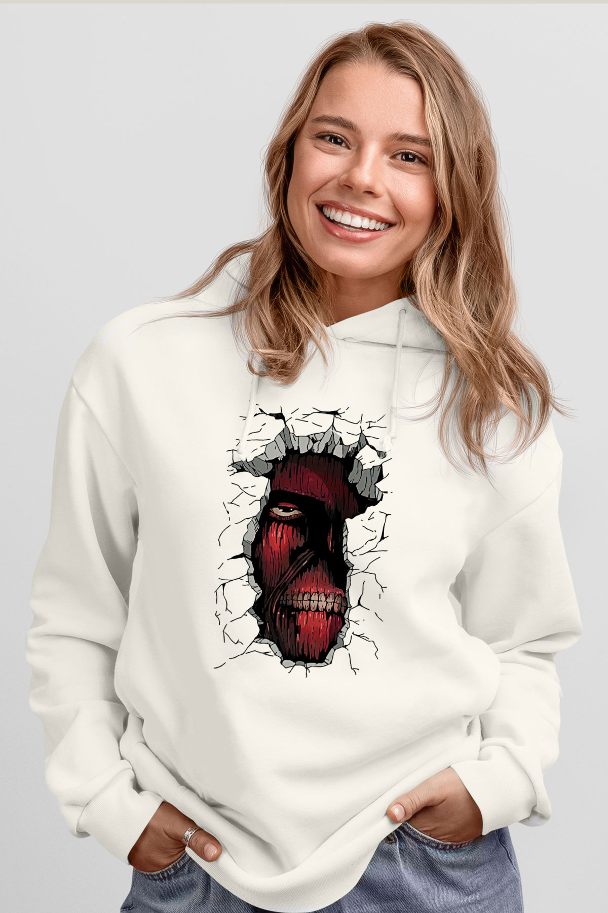 Attack On Titan Baskılı Unisex Siyah Hoodie