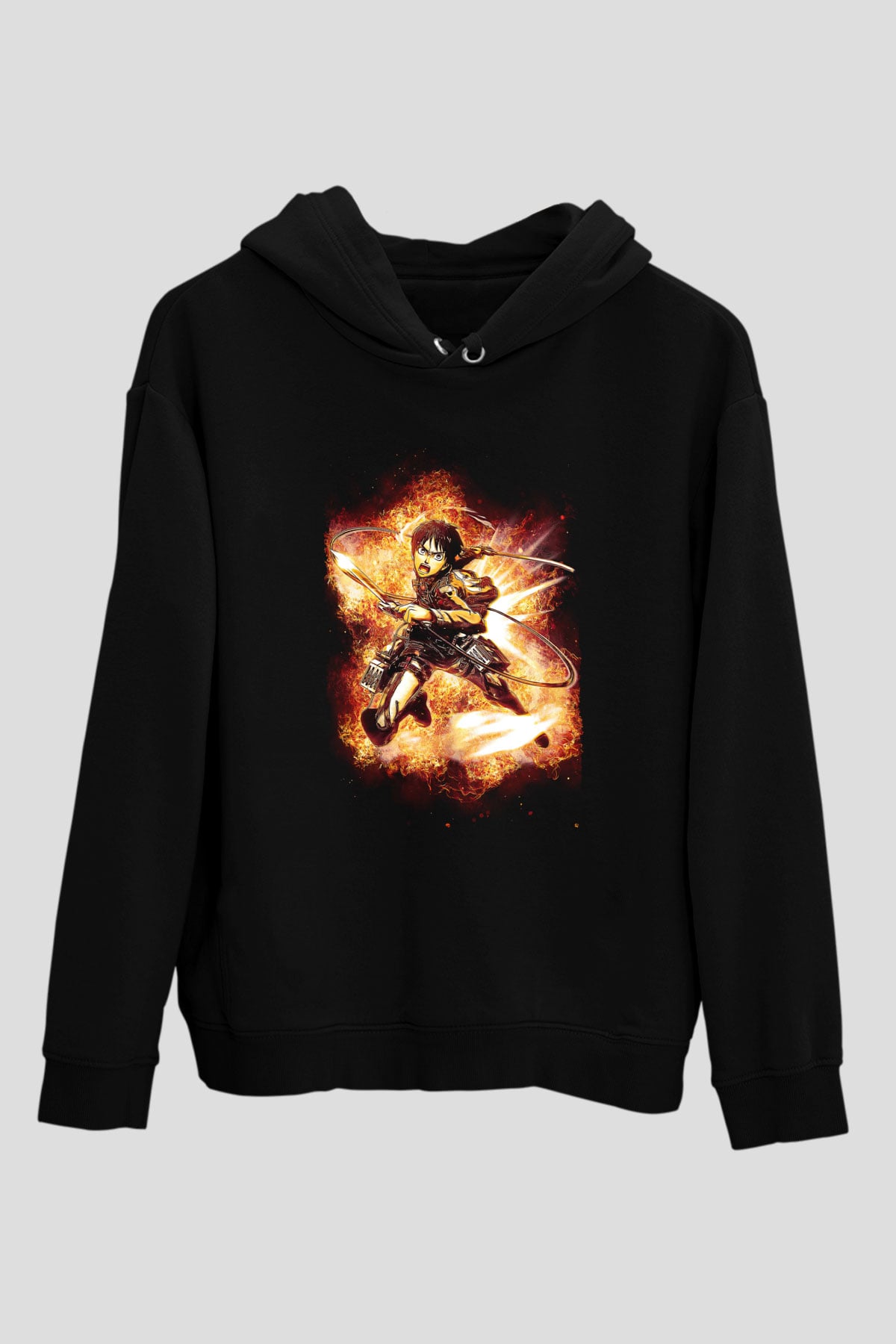 Attack On Titan Baskılı Unisex Siyah Hoodie