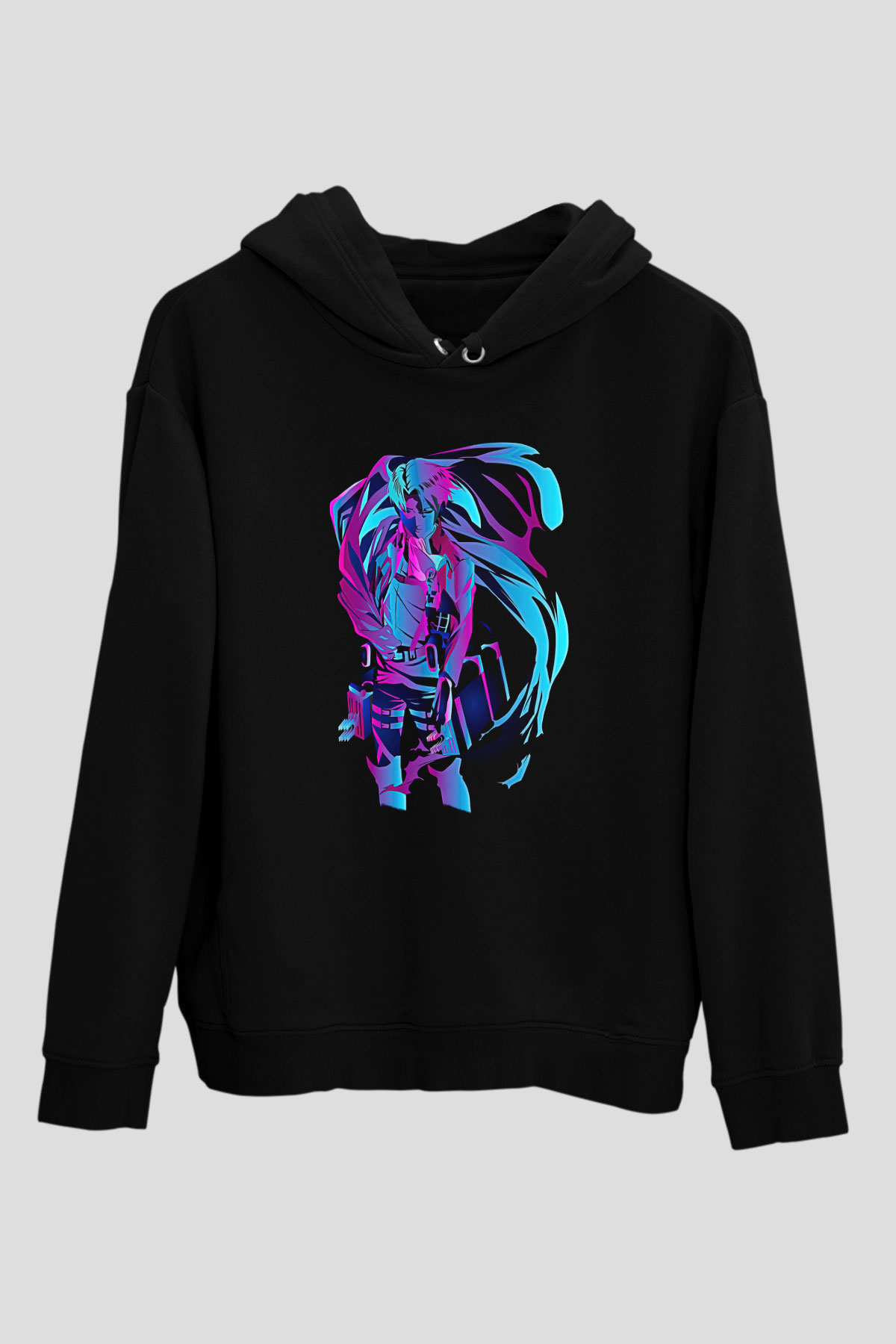 Attack On Titan Baskılı Unisex Siyah Hoodie