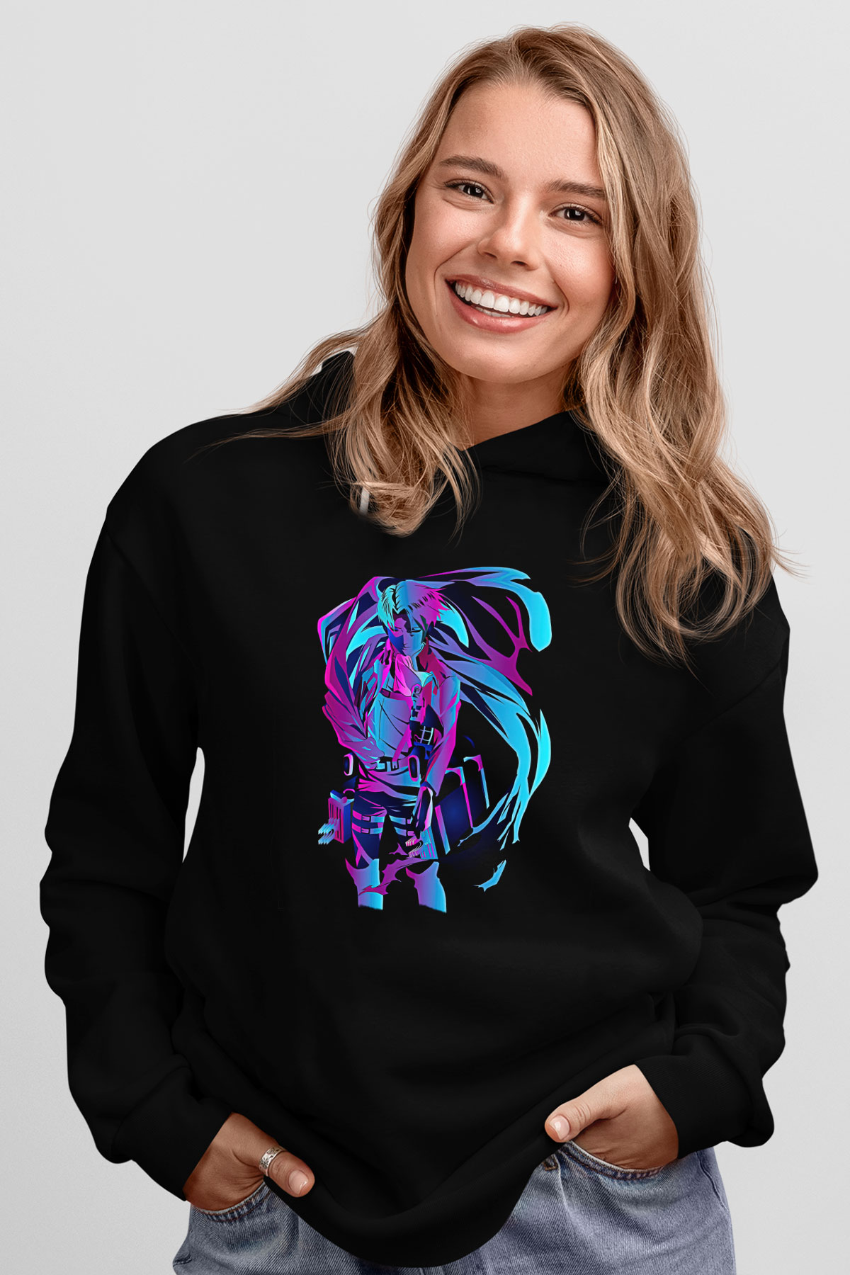 Attack On Titan Baskılı Unisex Siyah Hoodie