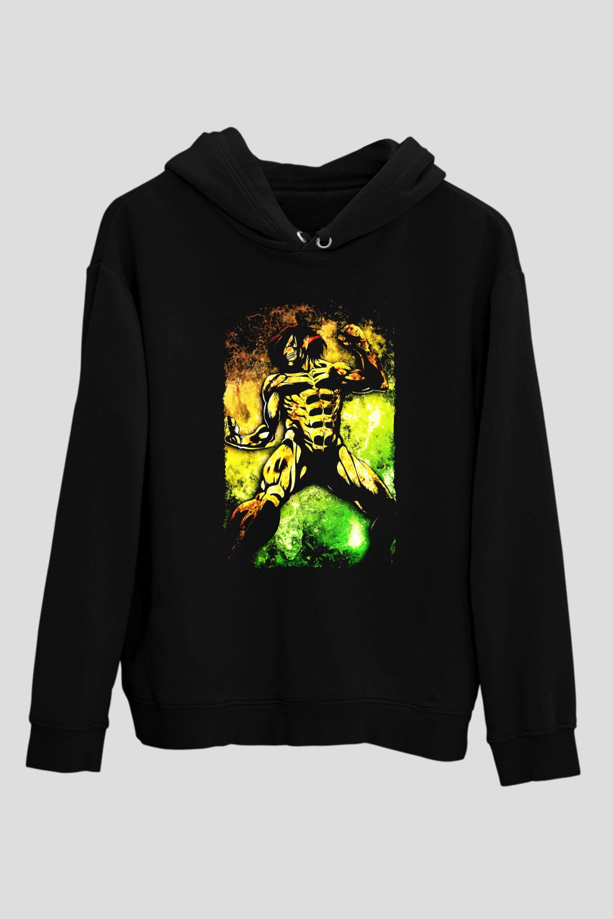 Attack On Titan Baskılı Unisex Siyah Hoodie