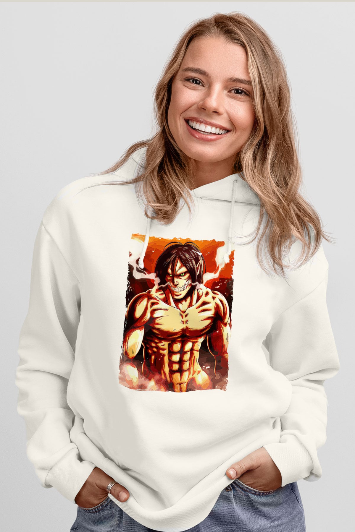 Attack On Titan Baskılı Unisex Siyah Hoodie