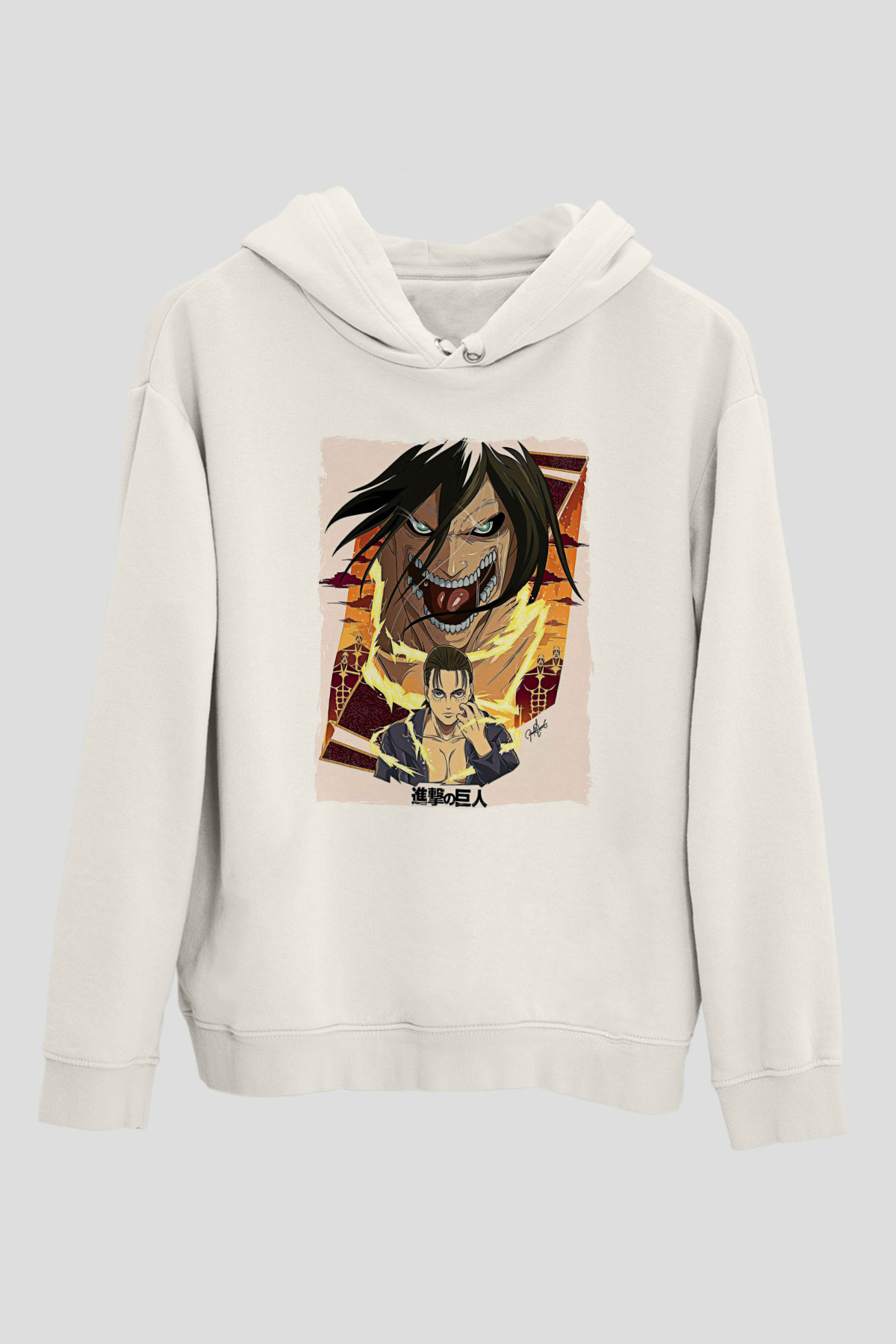 Attack On Titan Baskılı Unisex Siyah Hoodie