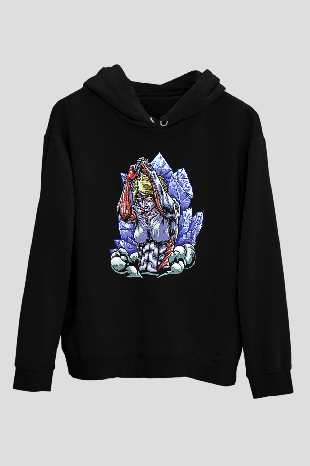 Attack On Titan Baskılı Unisex Siyah Hoodie