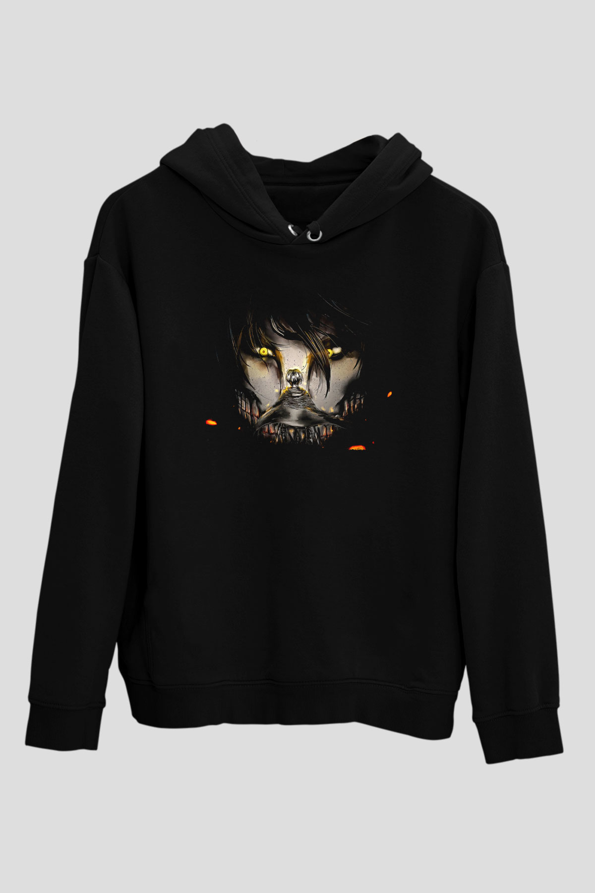 Attack On Titan Baskılı Unisex Siyah Hoodie