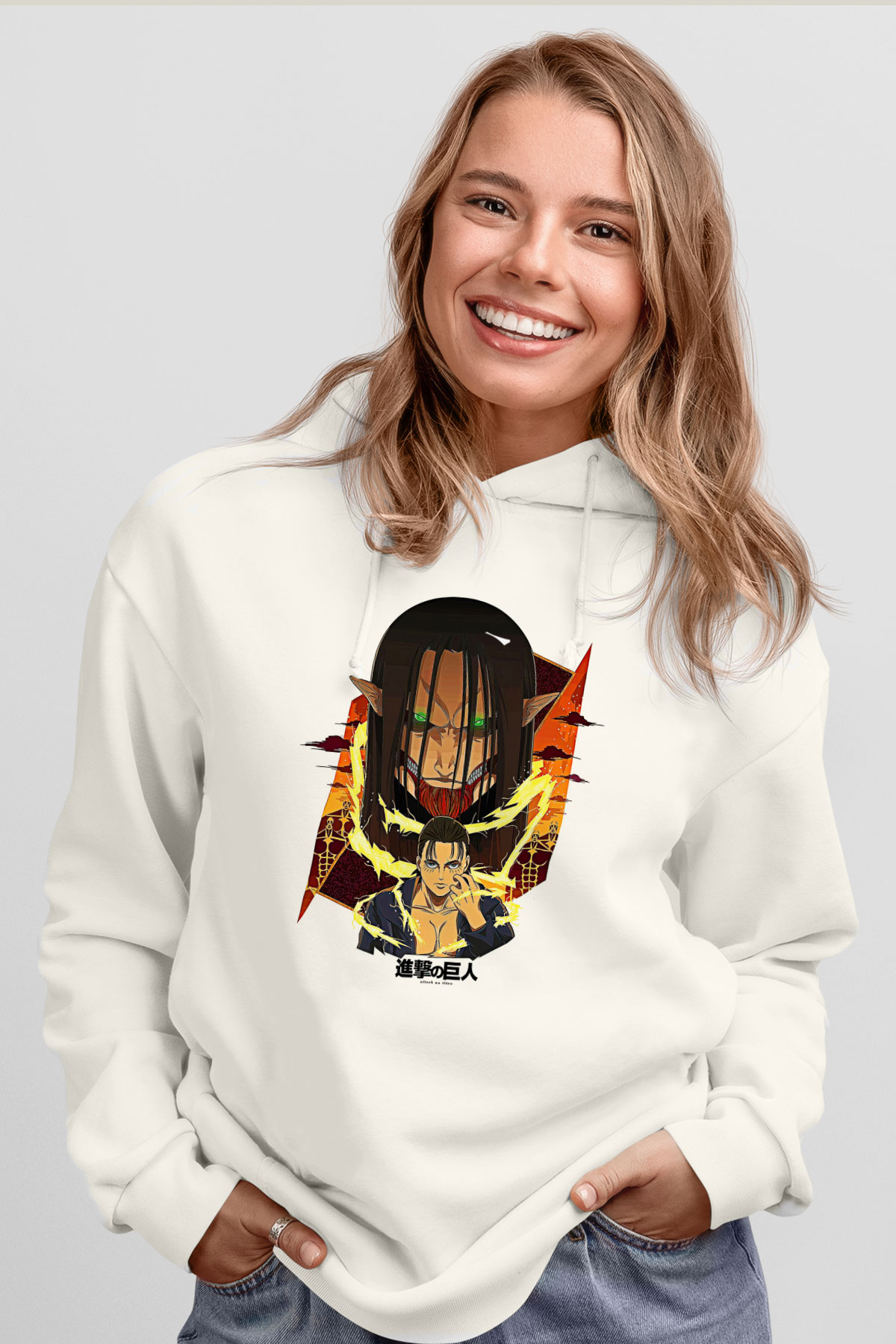 Attack On Titan Baskılı Unisex Siyah Hoodie
