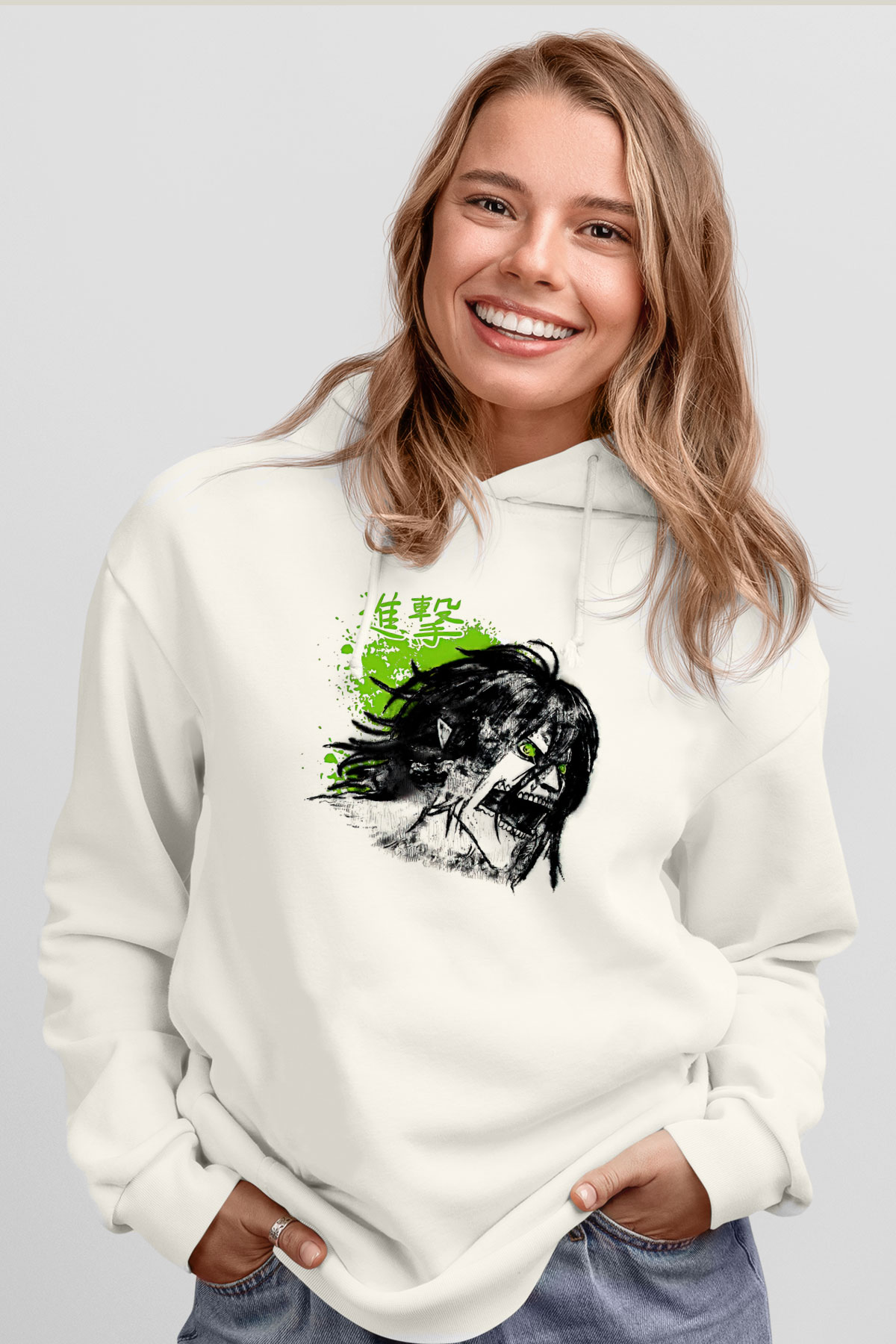 Attack On Titan Baskılı Unisex Siyah Hoodie