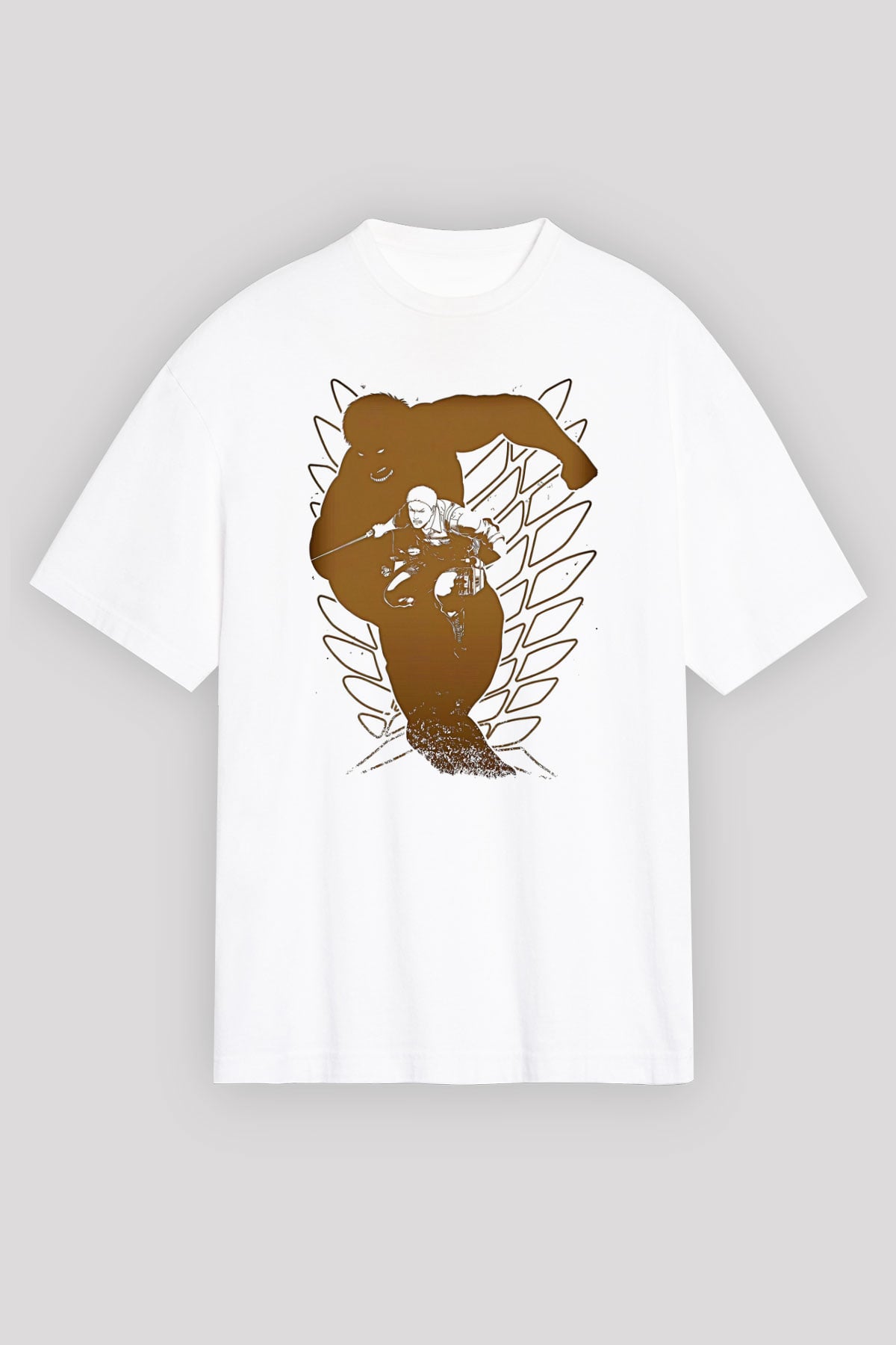 Attack On Titan Baskılı Unisex Siyah Oversize Tişört - Tshirt