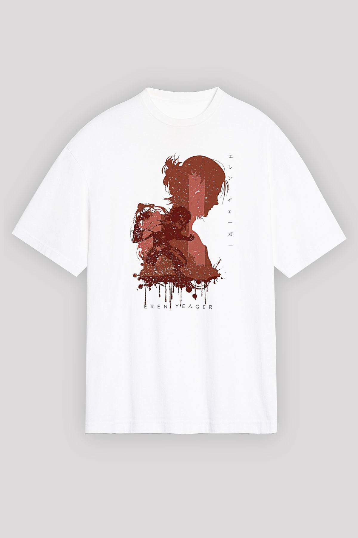 Attack On Titan Baskılı Unisex Siyah Oversize Tişört - Tshirt