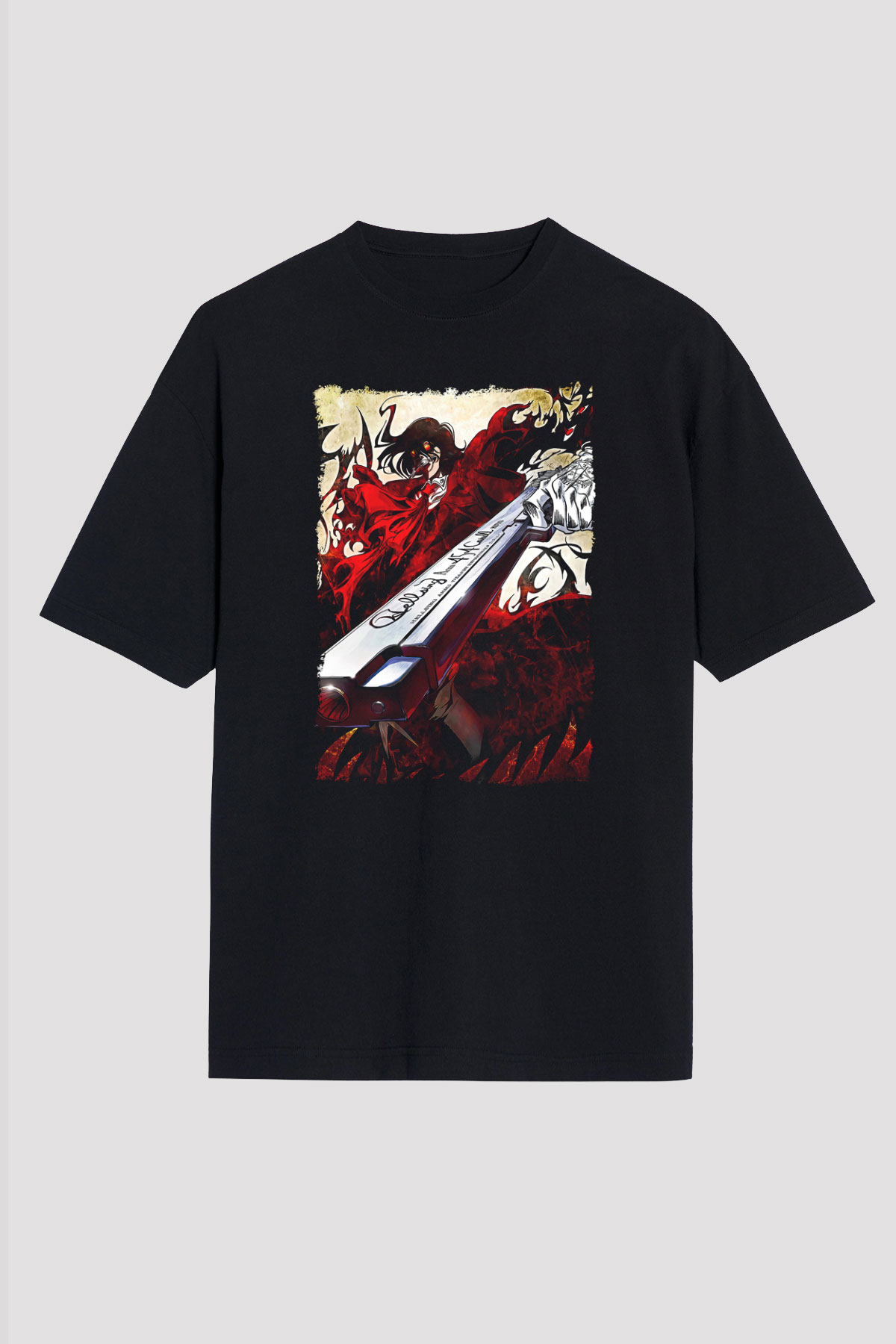 Attack On Titan Baskılı Unisex Siyah Oversize Tişört - Tshirt