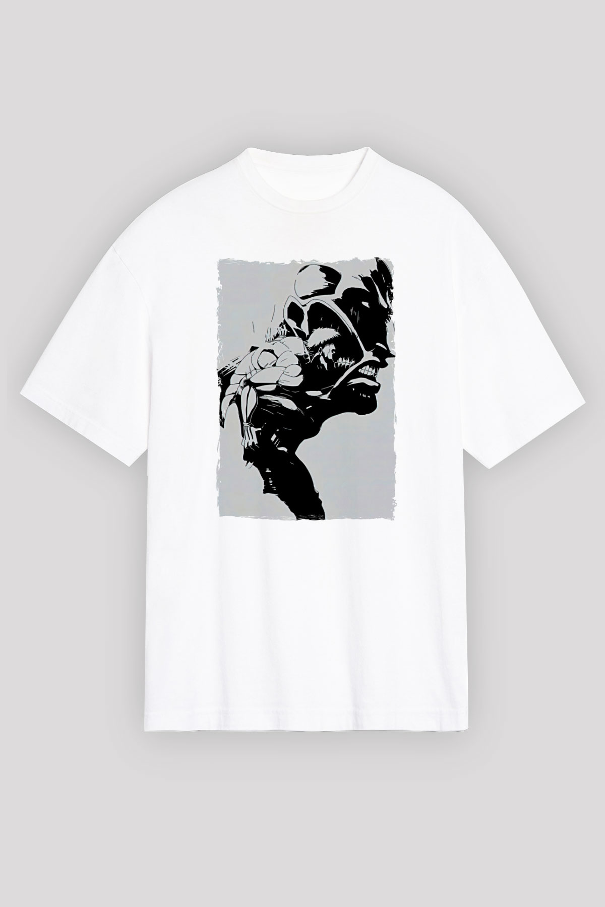 Attack On Titan Baskılı Unisex Siyah Oversize Tişört - Tshirt
