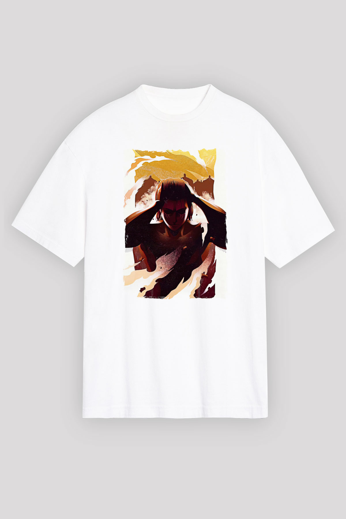 Attack On Titan Baskılı Unisex Siyah Oversize Tişört - Tshirt