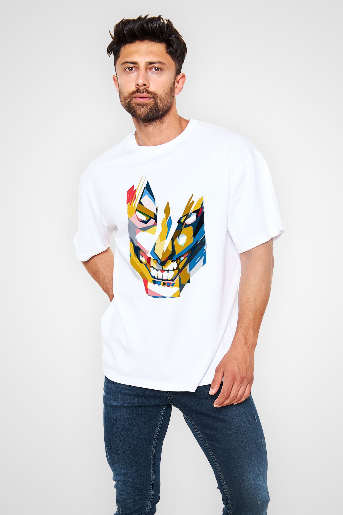 Attack On Titan Baskılı Unisex Siyah Oversize Tişört - Tshirt