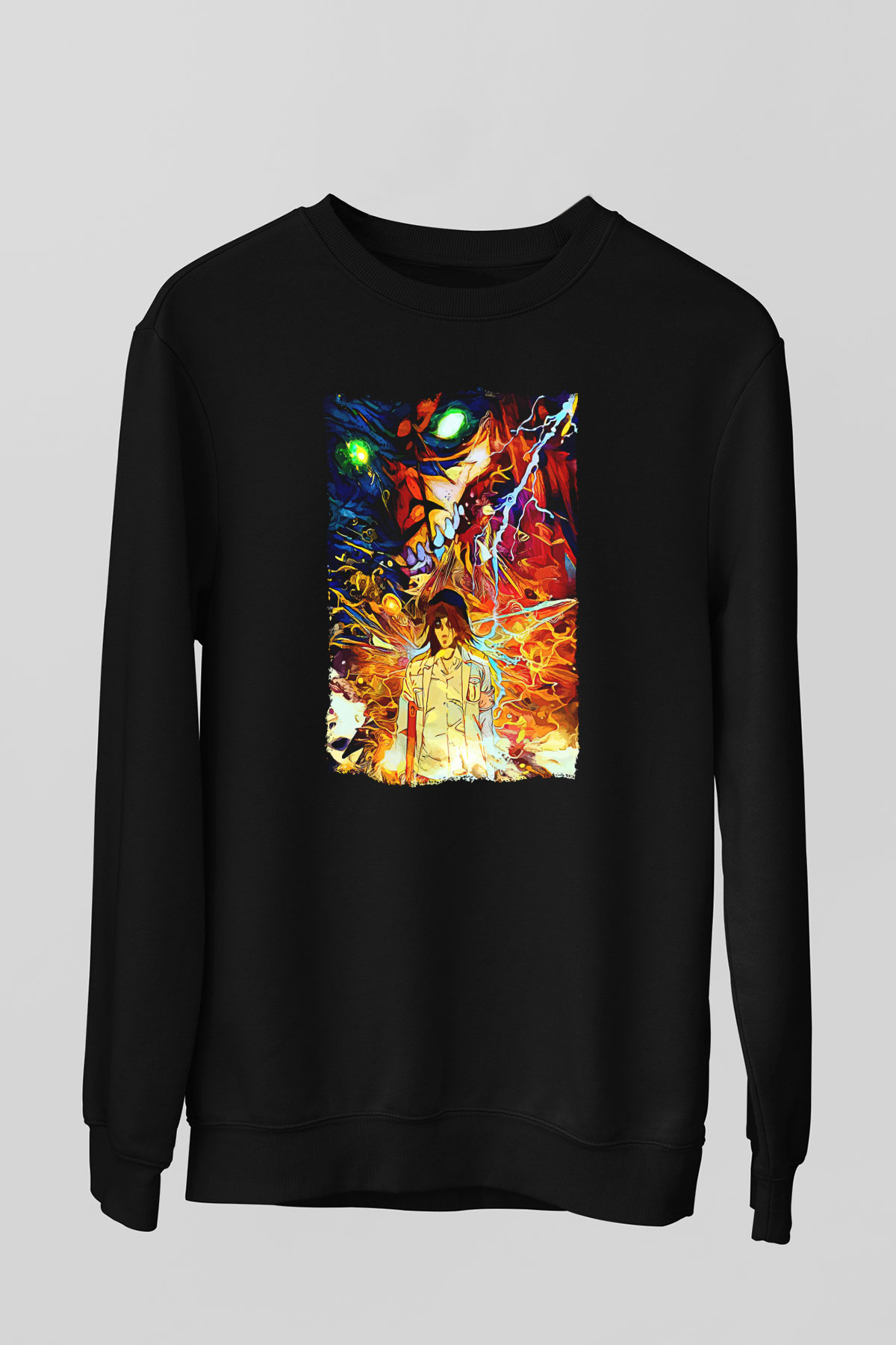 Attack On Titan Baskılı Unisex Siyah Sweatshirt