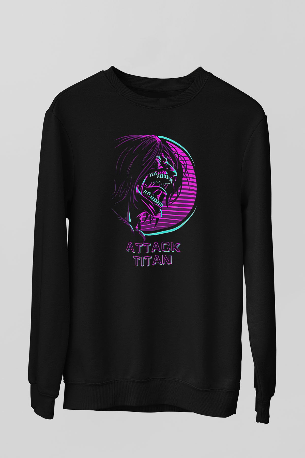 Attack On Titan Baskılı Unisex Siyah Sweatshirt