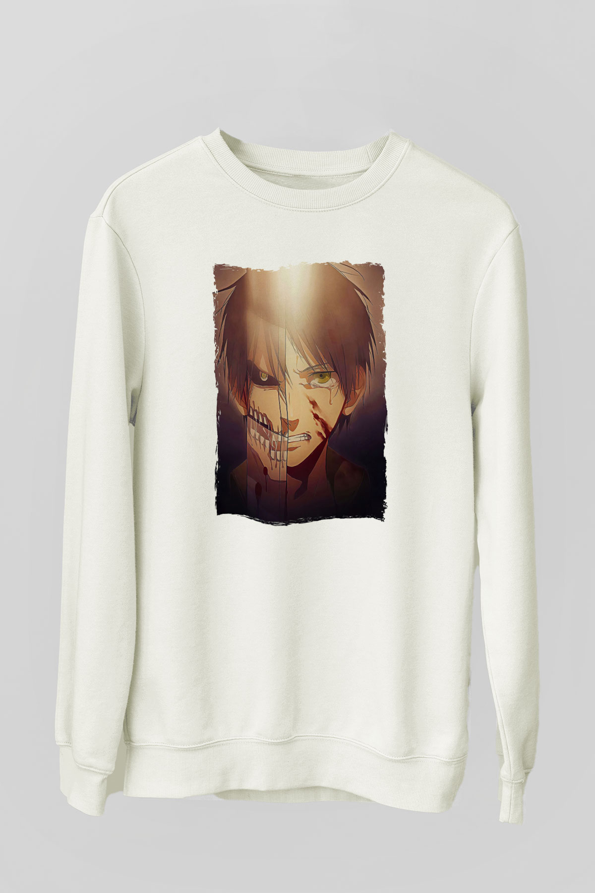 Attack On Titan Baskılı Unisex Siyah Sweatshirt