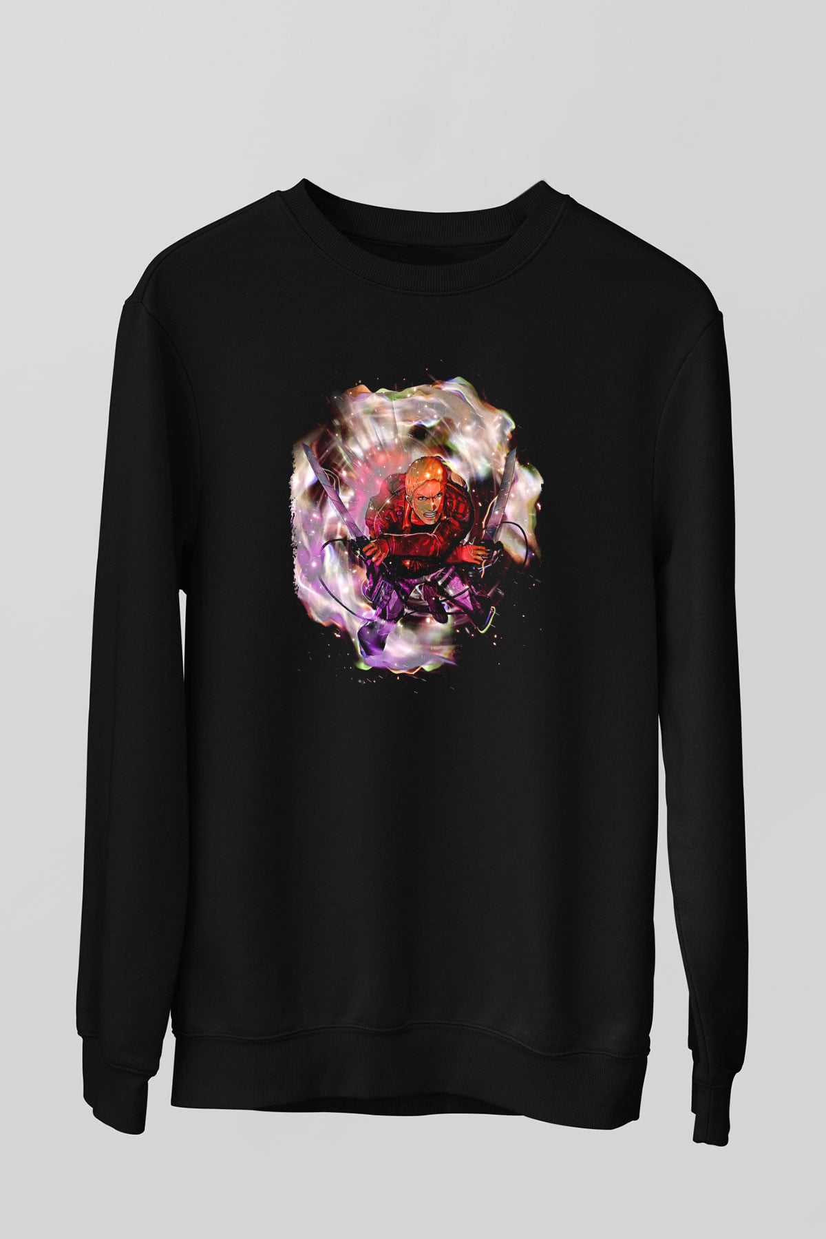 Attack On Titan Baskılı Unisex Siyah Sweatshirt