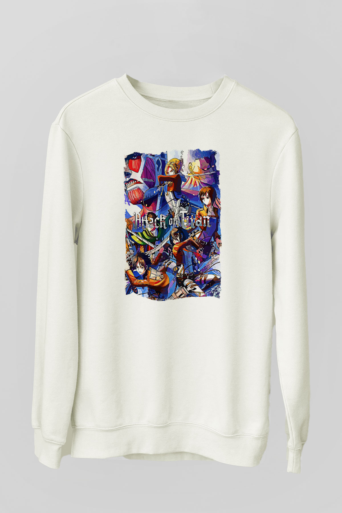Attack On Titan Baskılı Unisex Siyah Sweatshirt