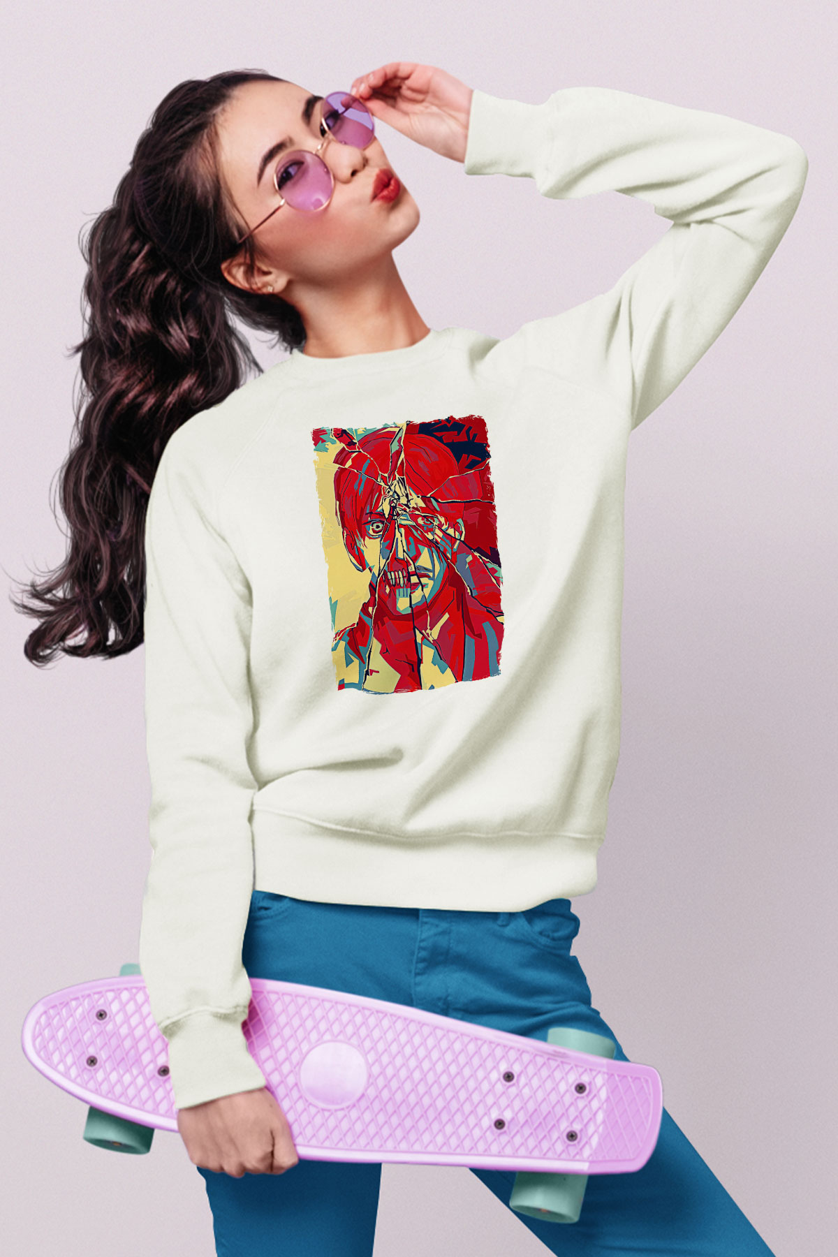Attack On Titan Baskılı Unisex Siyah Sweatshirt