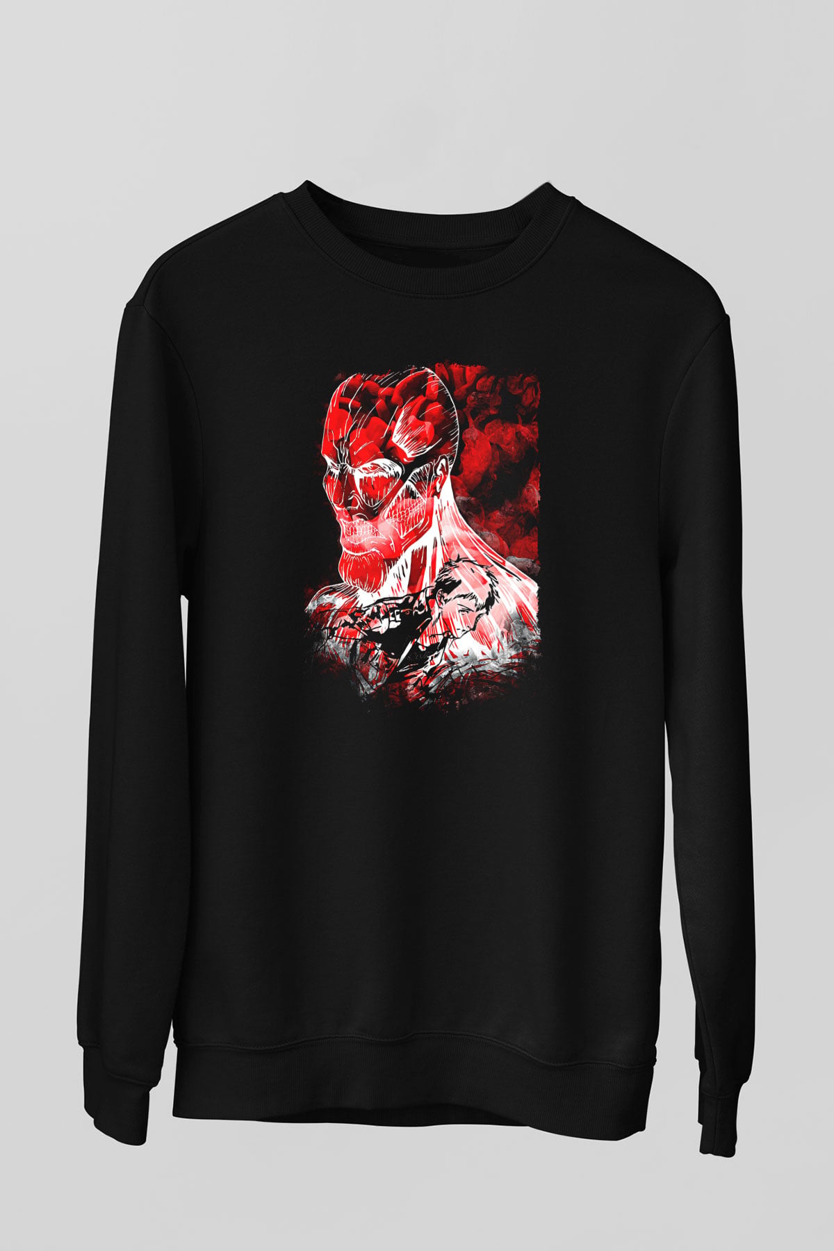 Attack On Titan Baskılı Unisex Siyah Sweatshirt
