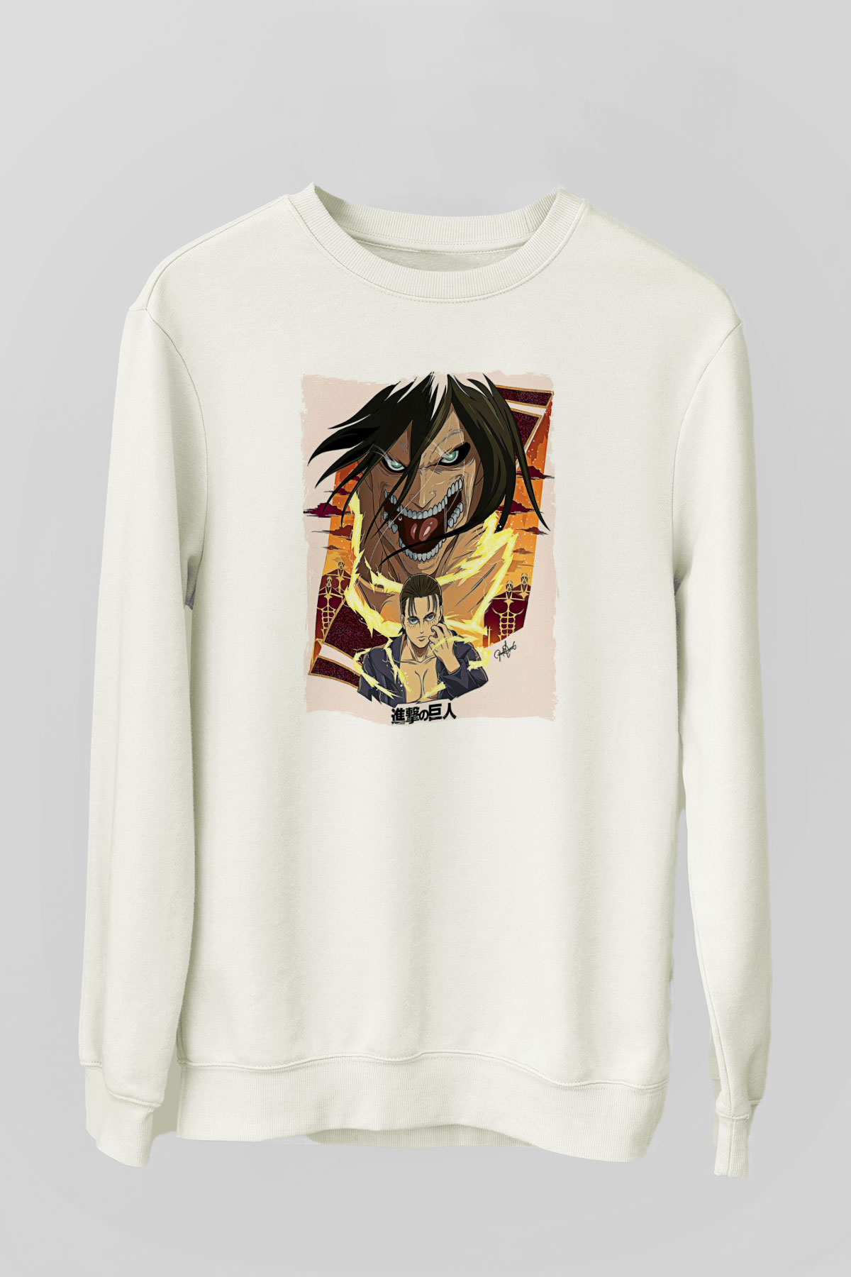 Attack On Titan Baskılı Unisex Siyah Sweatshirt