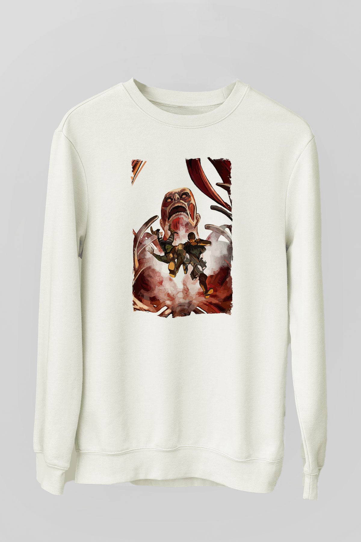 Attack On Titan Baskılı Unisex Siyah Sweatshirt