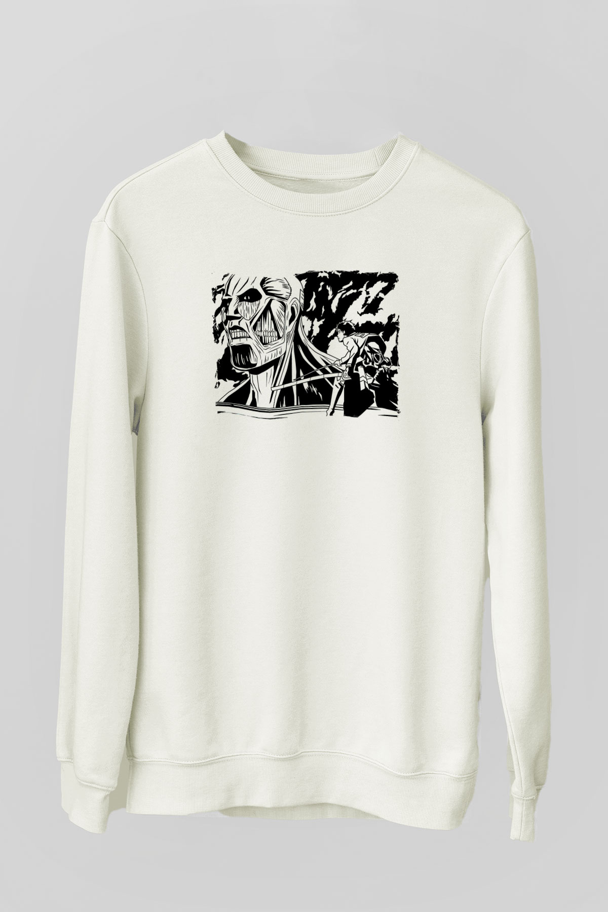 Attack On Titan Baskılı Unisex Siyah Sweatshirt