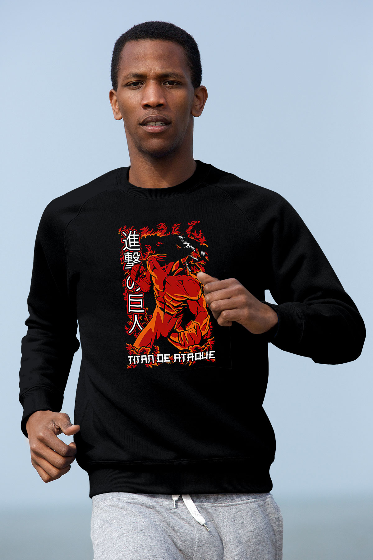 Attack On Titan Baskılı Unisex Siyah Sweatshirt