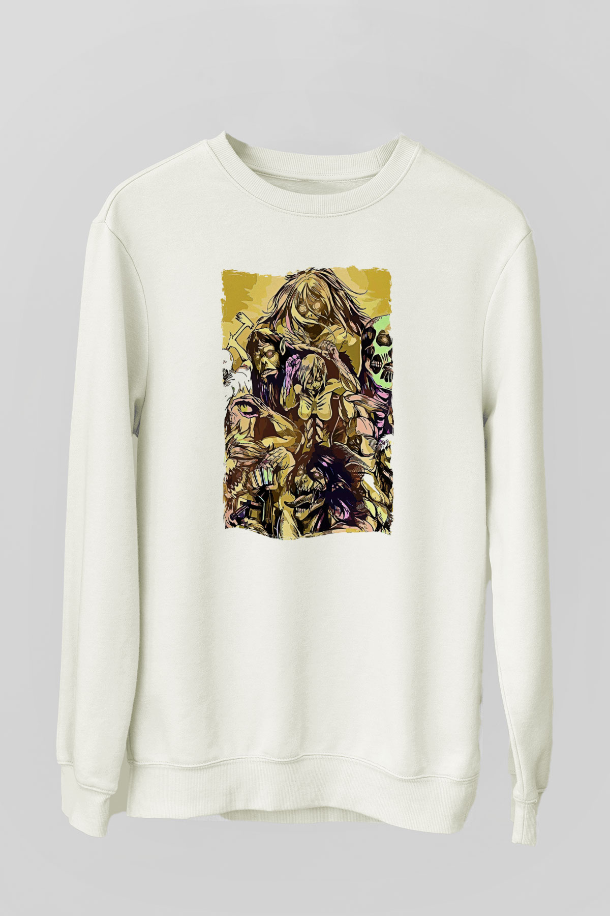 Attack On Titan Baskılı Unisex Siyah Sweatshirt