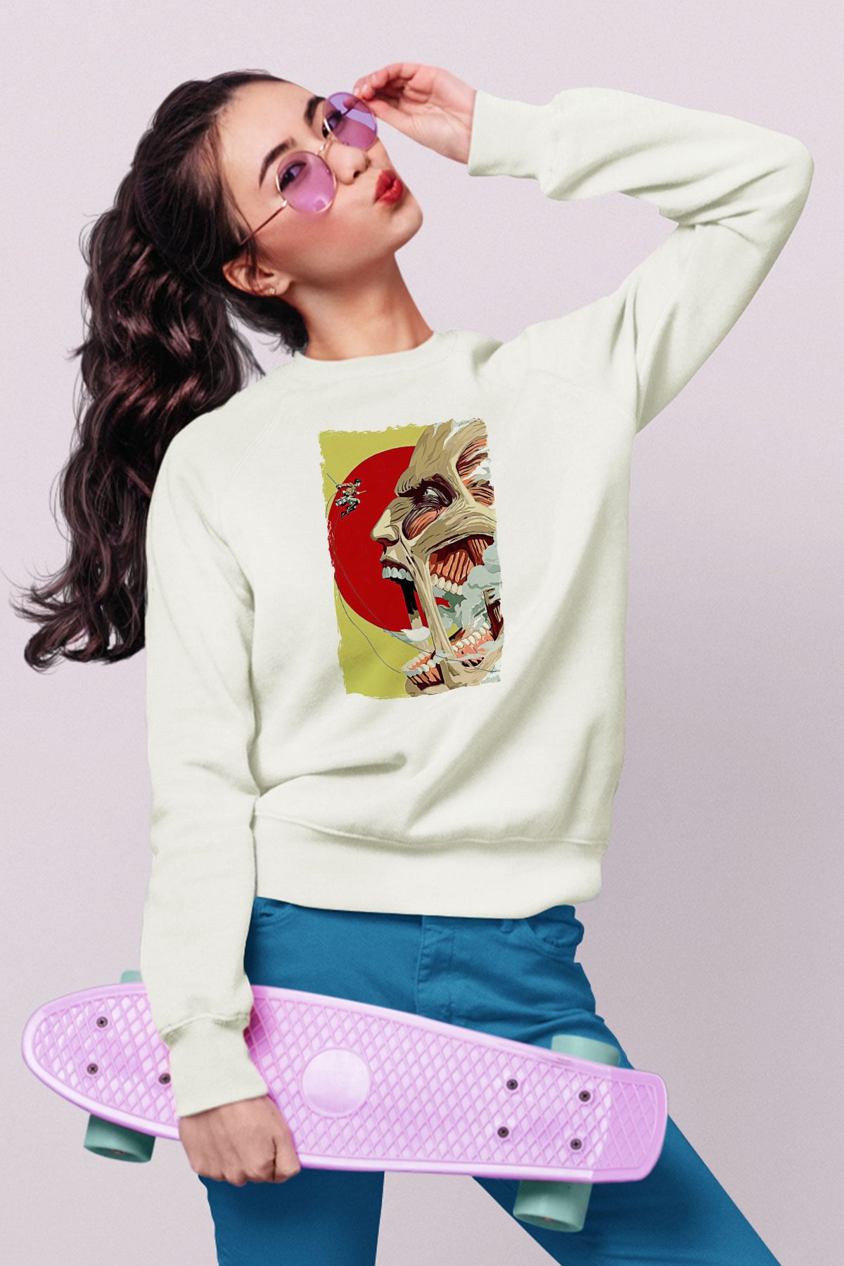 Attack On Titan Baskılı Unisex Siyah Sweatshirt