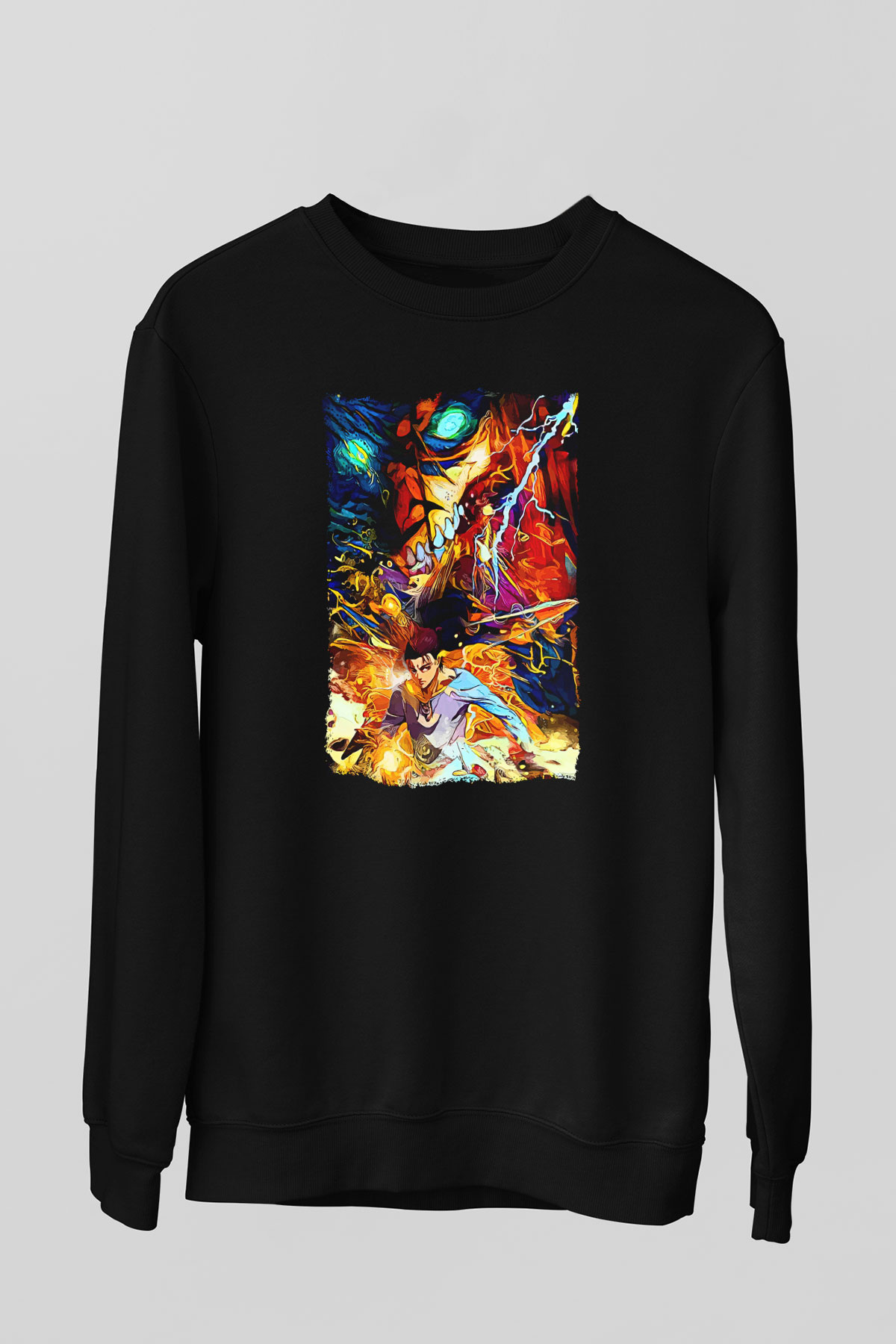 Attack On Titan Baskılı Unisex Siyah Sweatshirt