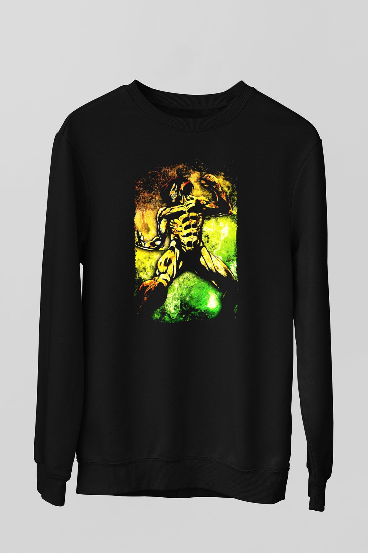 Attack On Titan Baskılı Unisex Siyah Sweatshirt