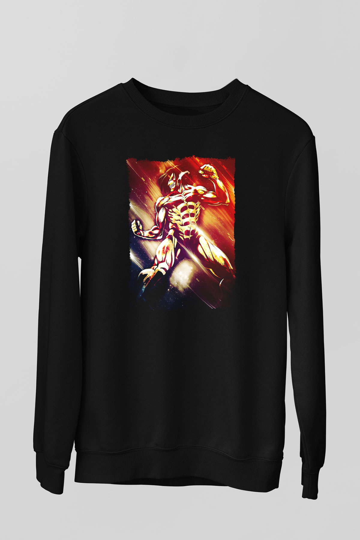 Attack On Titan Baskılı Unisex Siyah Sweatshirt
