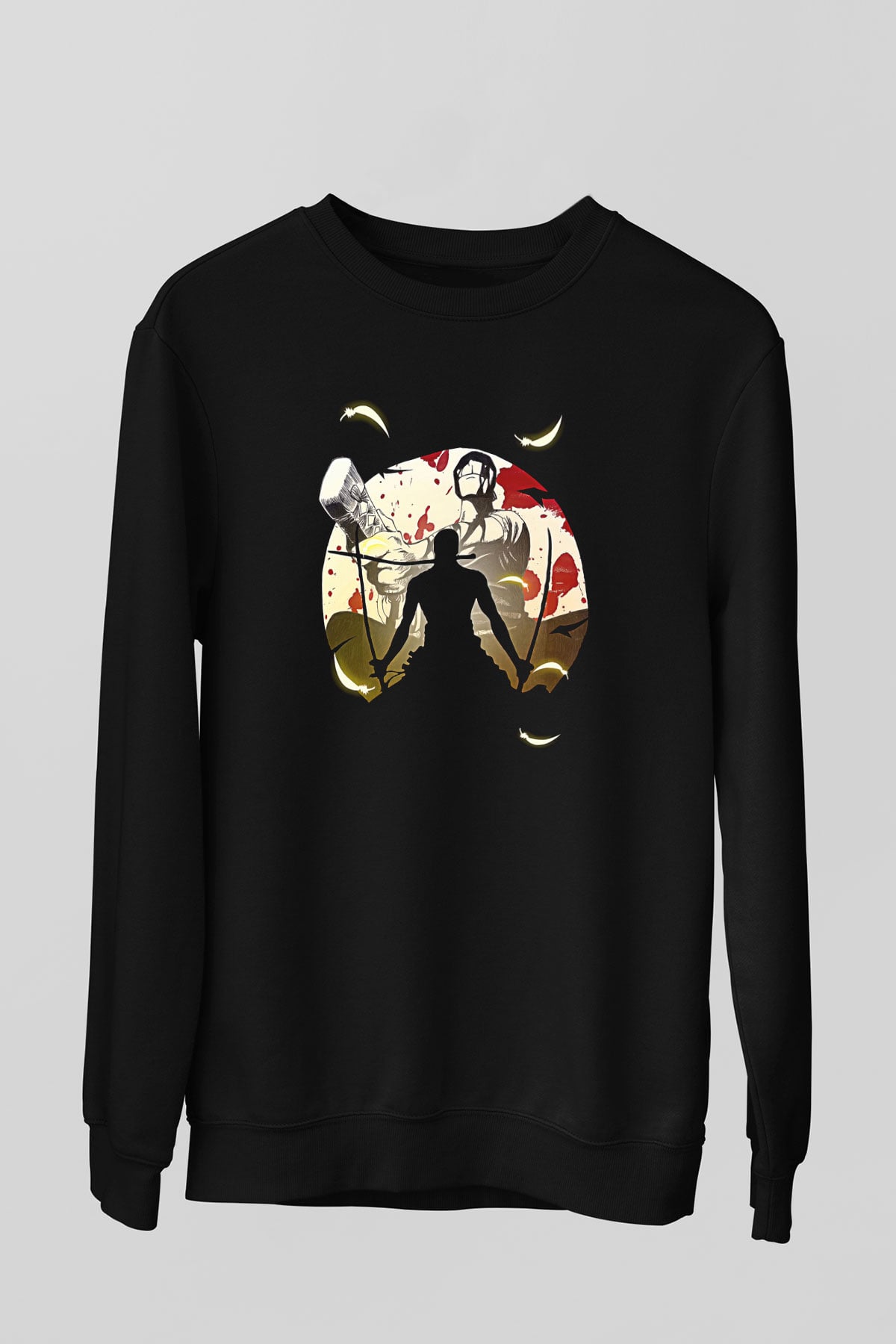 Attack On Titan Baskılı Unisex Siyah Sweatshirt