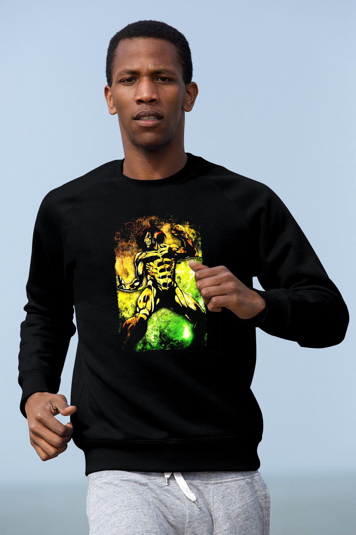 Attack On Titan Baskılı Unisex Siyah Sweatshirt