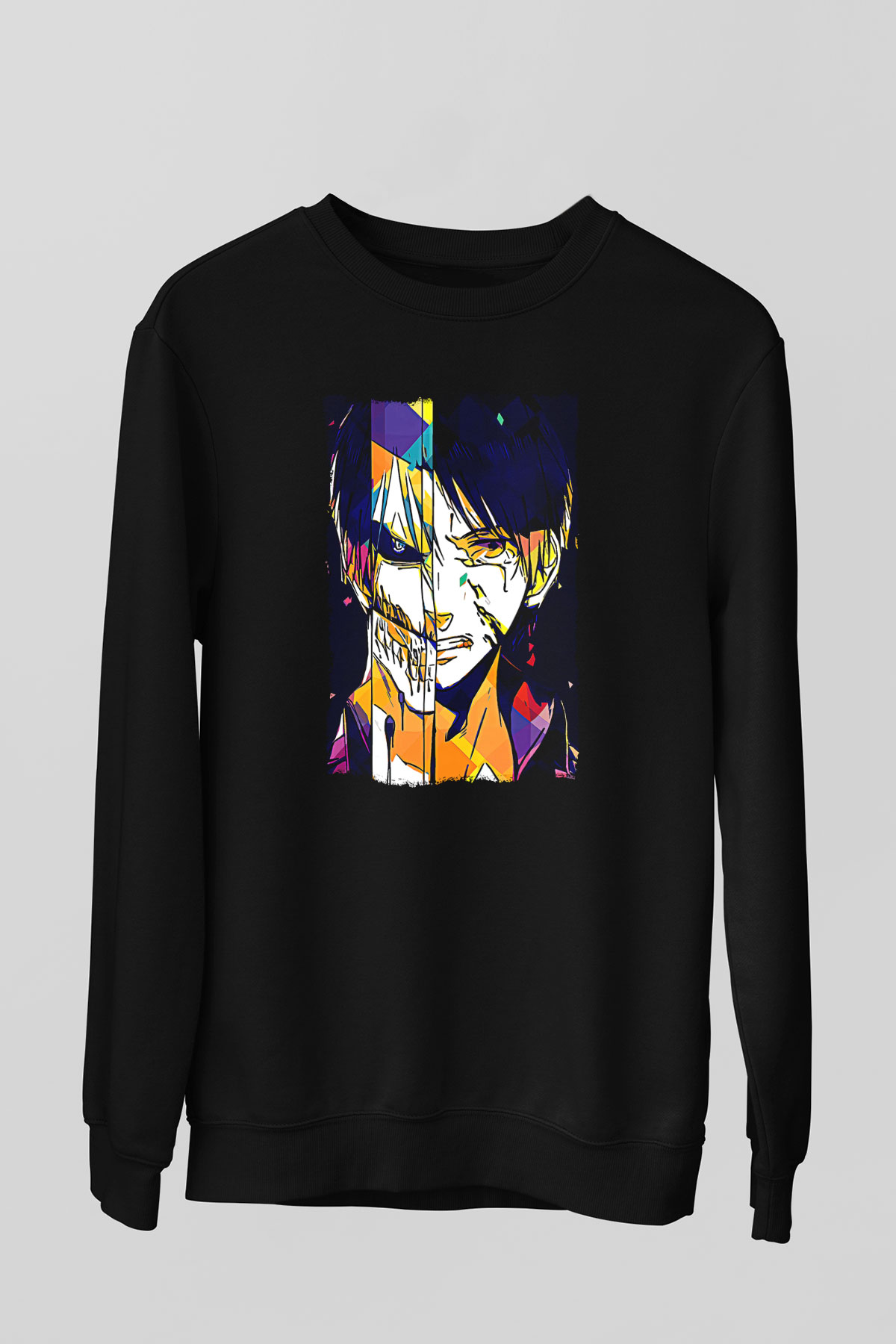 Attack On Titan Baskılı Unisex Siyah Sweatshirt