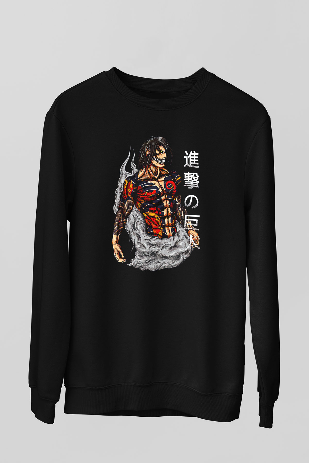 Attack On Titan Baskılı Unisex Siyah Sweatshirt