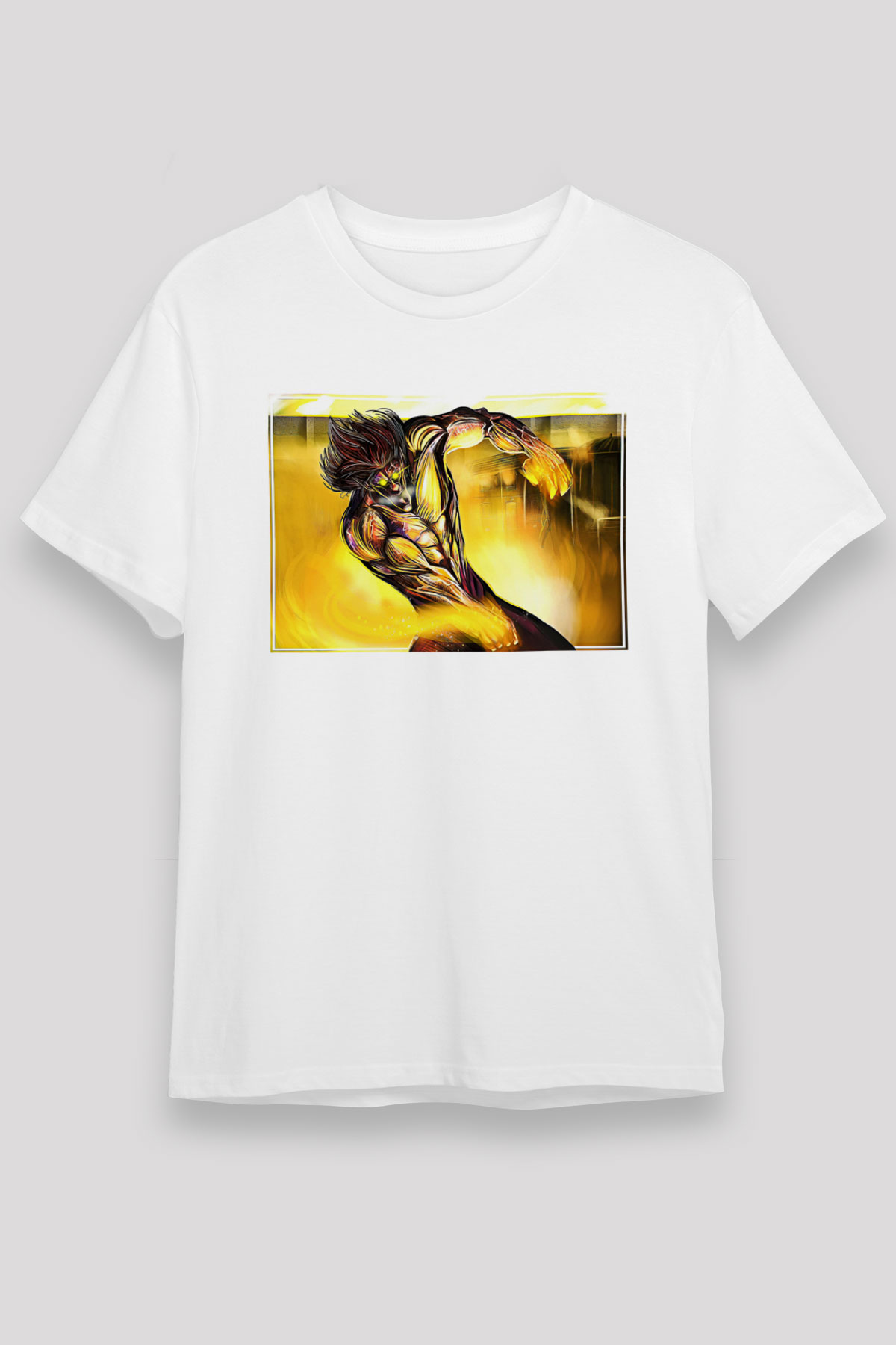 Attack On Titan Baskılı Unisex Siyah Tişört - Tshirt