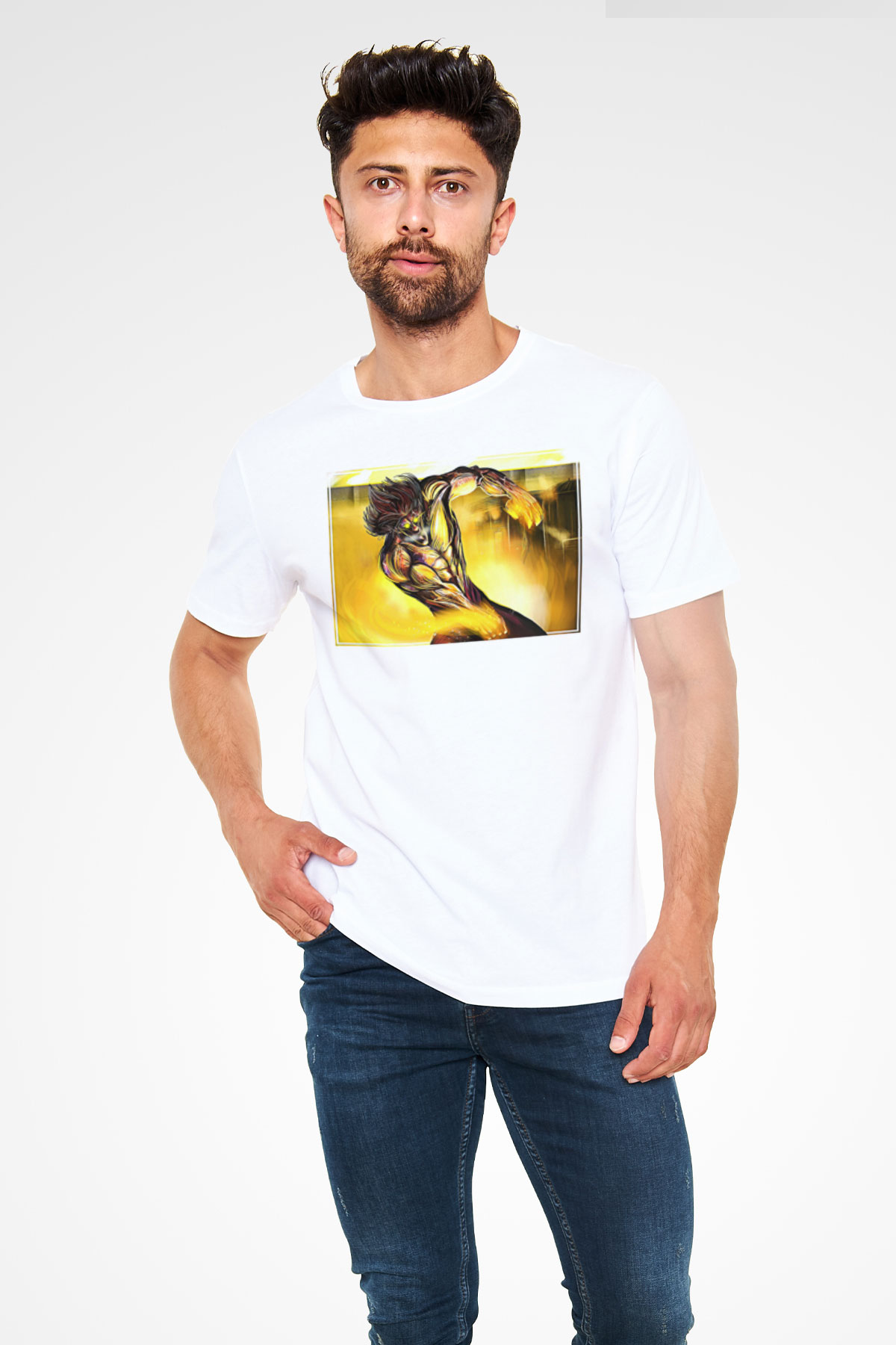 Attack On Titan Baskılı Unisex Siyah Tişört - Tshirt