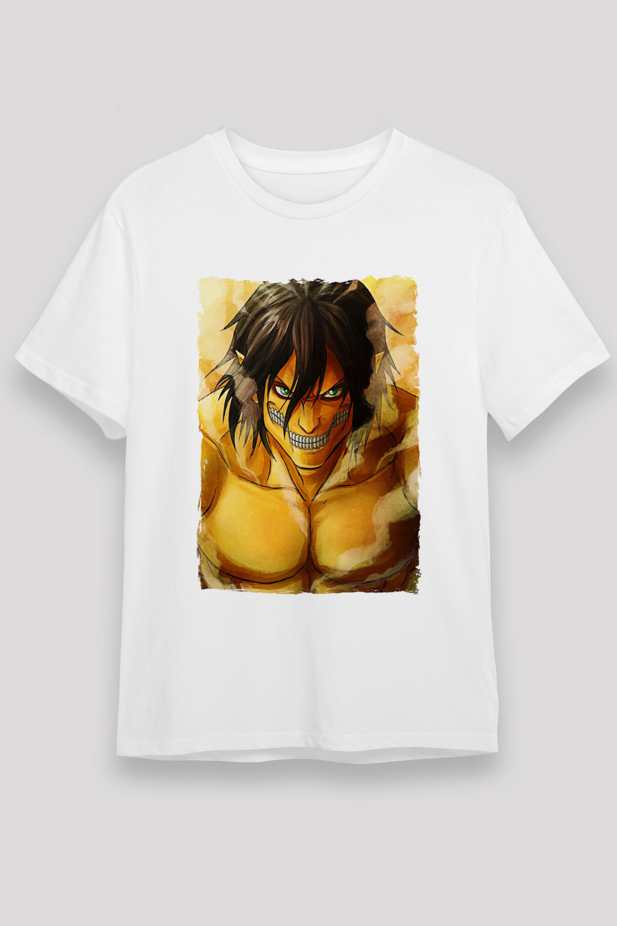 Attack On Titan Baskılı Unisex Siyah Tişört - Tshirt