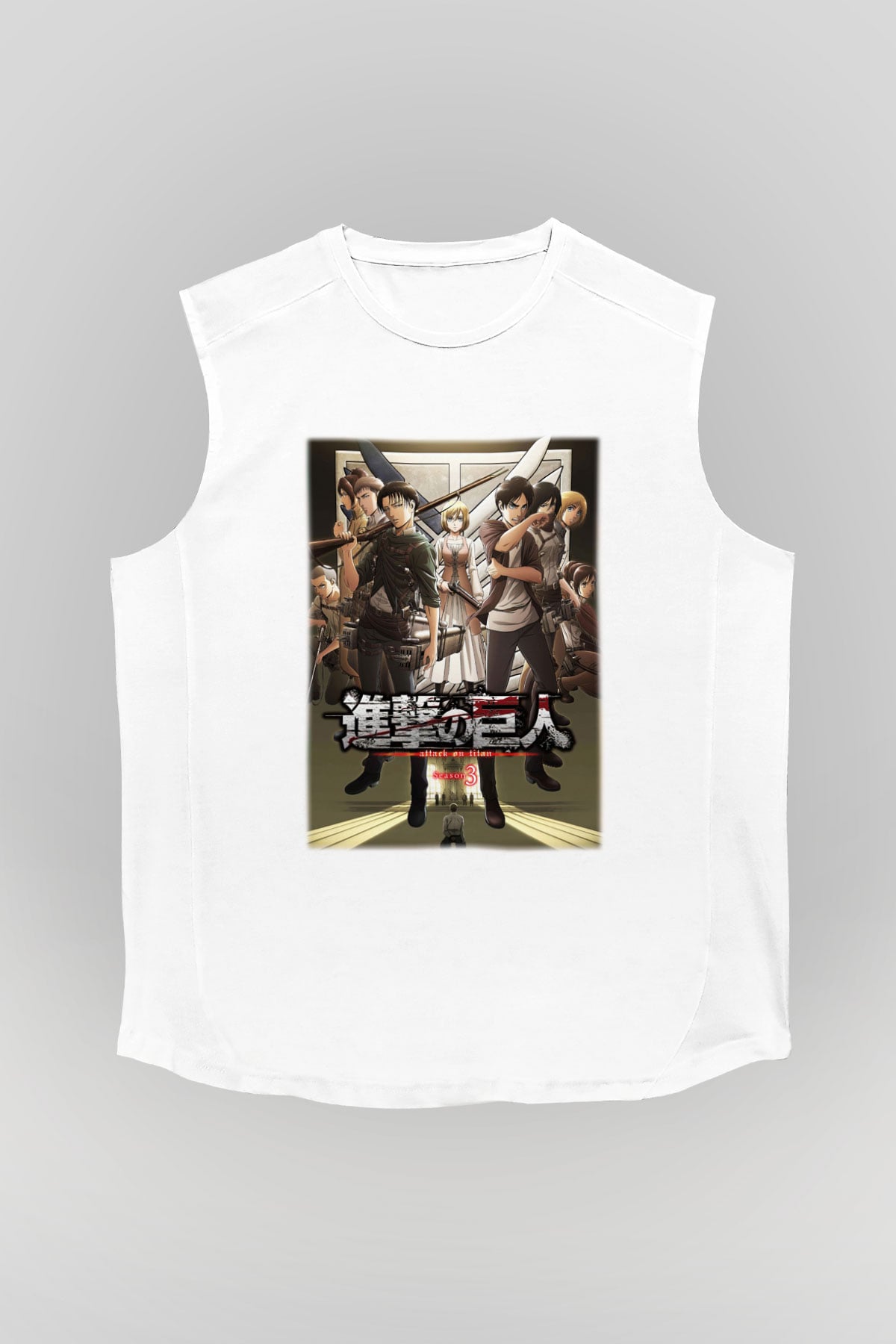 Attack on Titan Beyaz Unisex Kolsuz Tişört