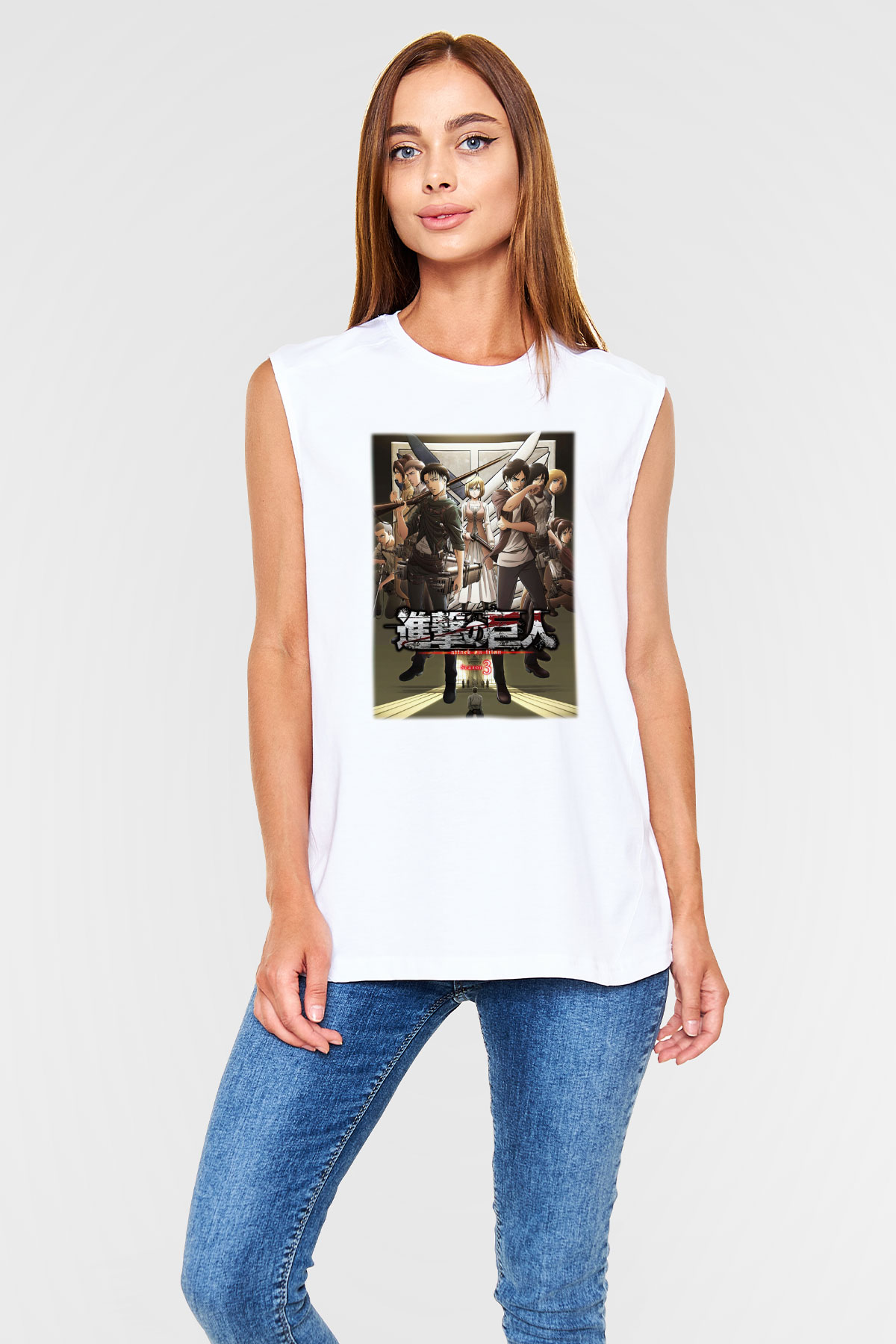 Attack on Titan Beyaz Unisex Kolsuz Tişört