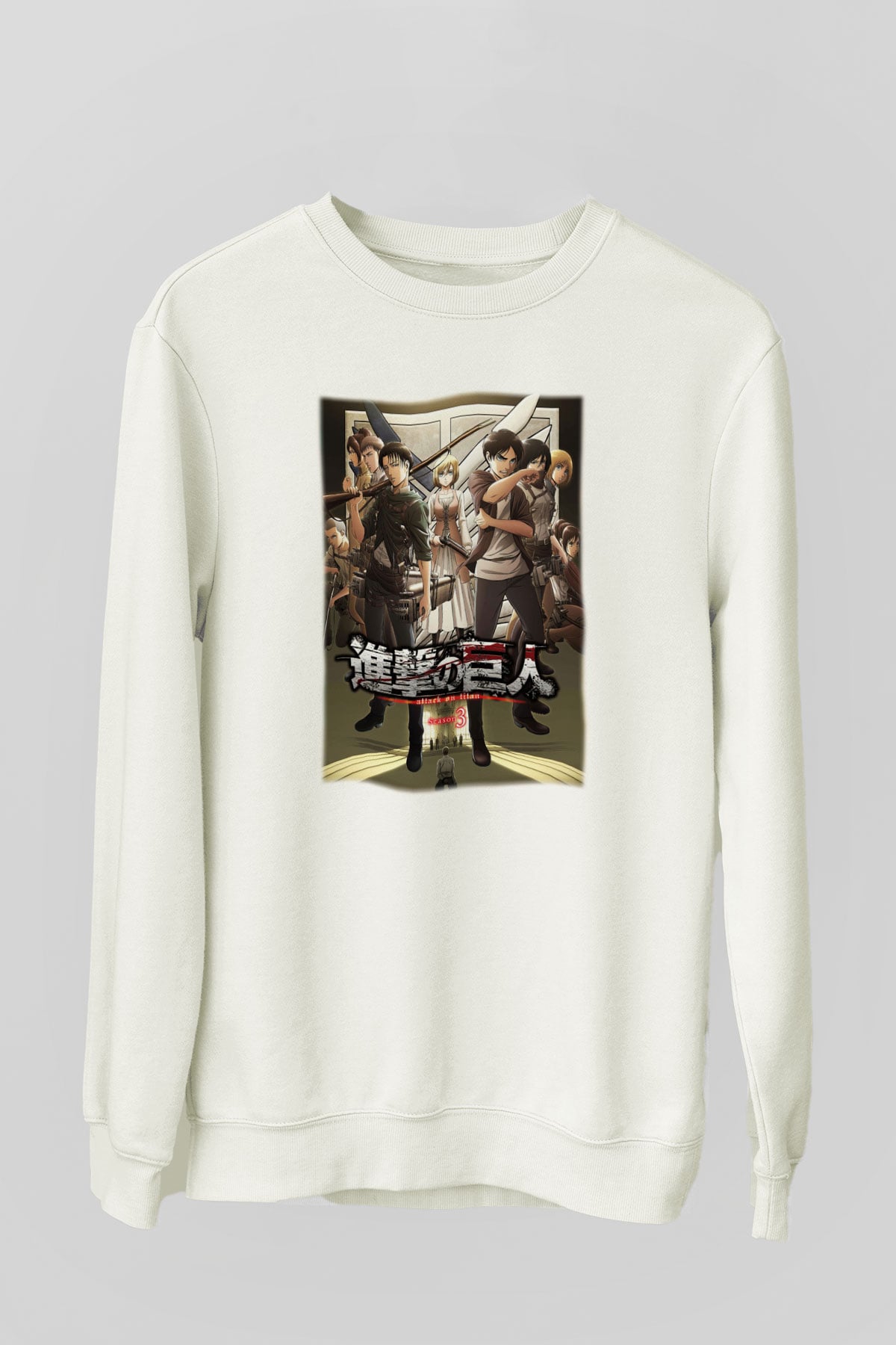 Attack on Titan Beyaz Unisex Sweatshirt