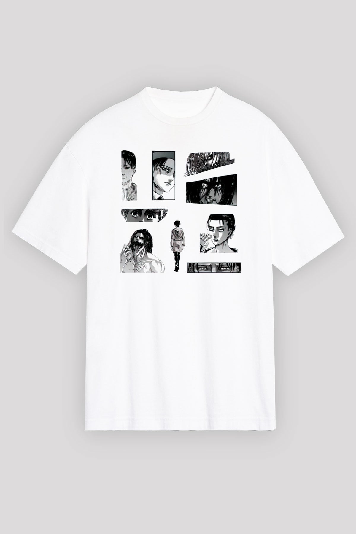 Attack on Titan Beyaz Oversize Tişört Oversize T-shirt