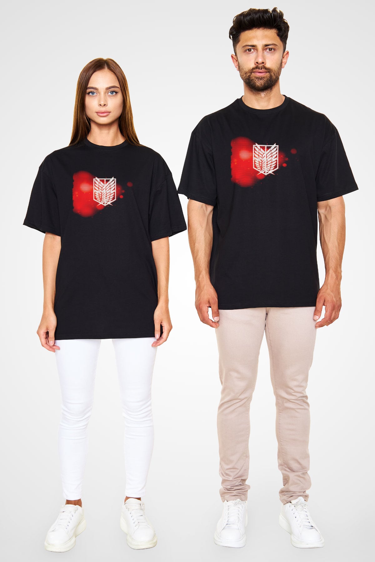 Attack on Titan Siyah Oversize Tişört Oversize T-shirt