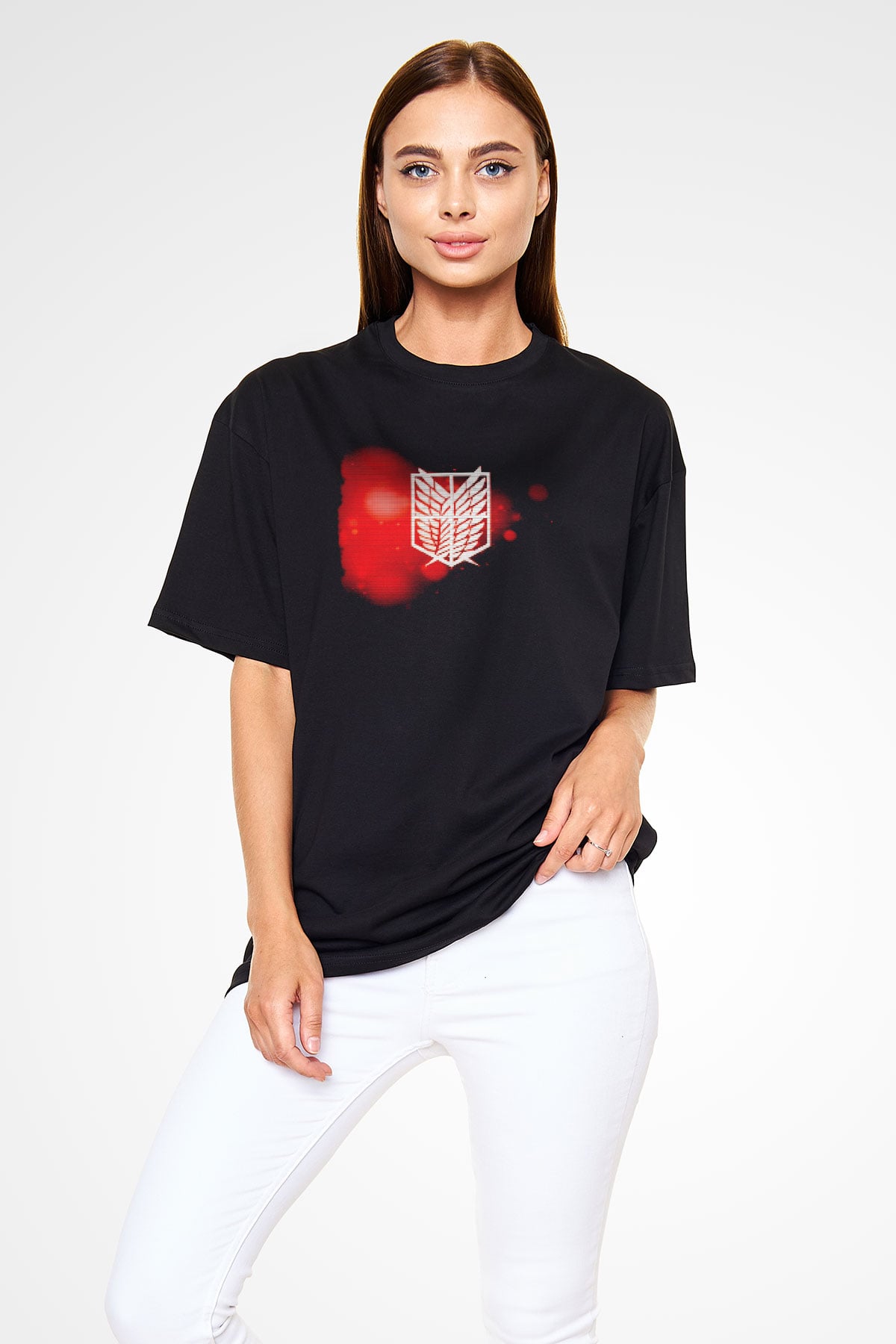 Attack on Titan Siyah Oversize Tişört Oversize T-shirt